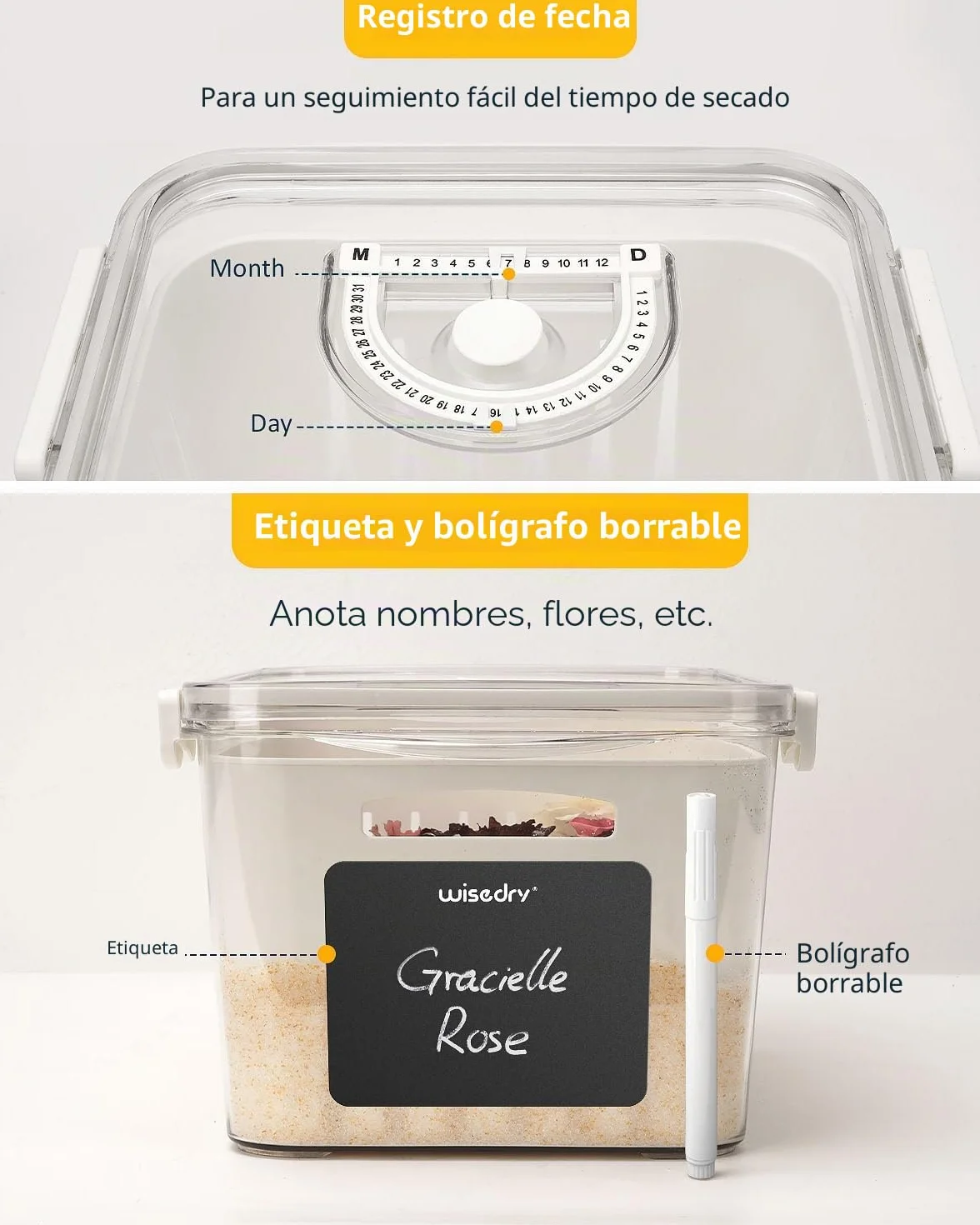Wisedry Recipiente de Gel de Sílice para Secar Flores, Recupera Flores Secas, Caja con Alfombrilla y Bolígrafo