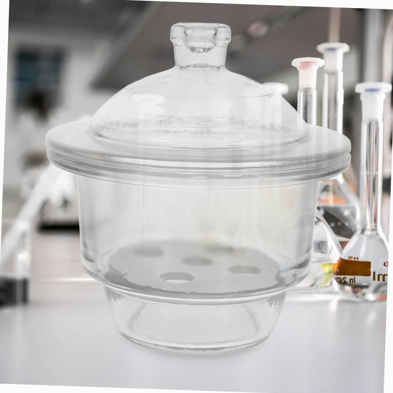 Desecador de Vidrio para Laboratorio, Alta Transparencia, Uso Científico | Operación Cómoda, Apto para Aprendizaje y Experimentos, Frasco Desecador de Vidrio