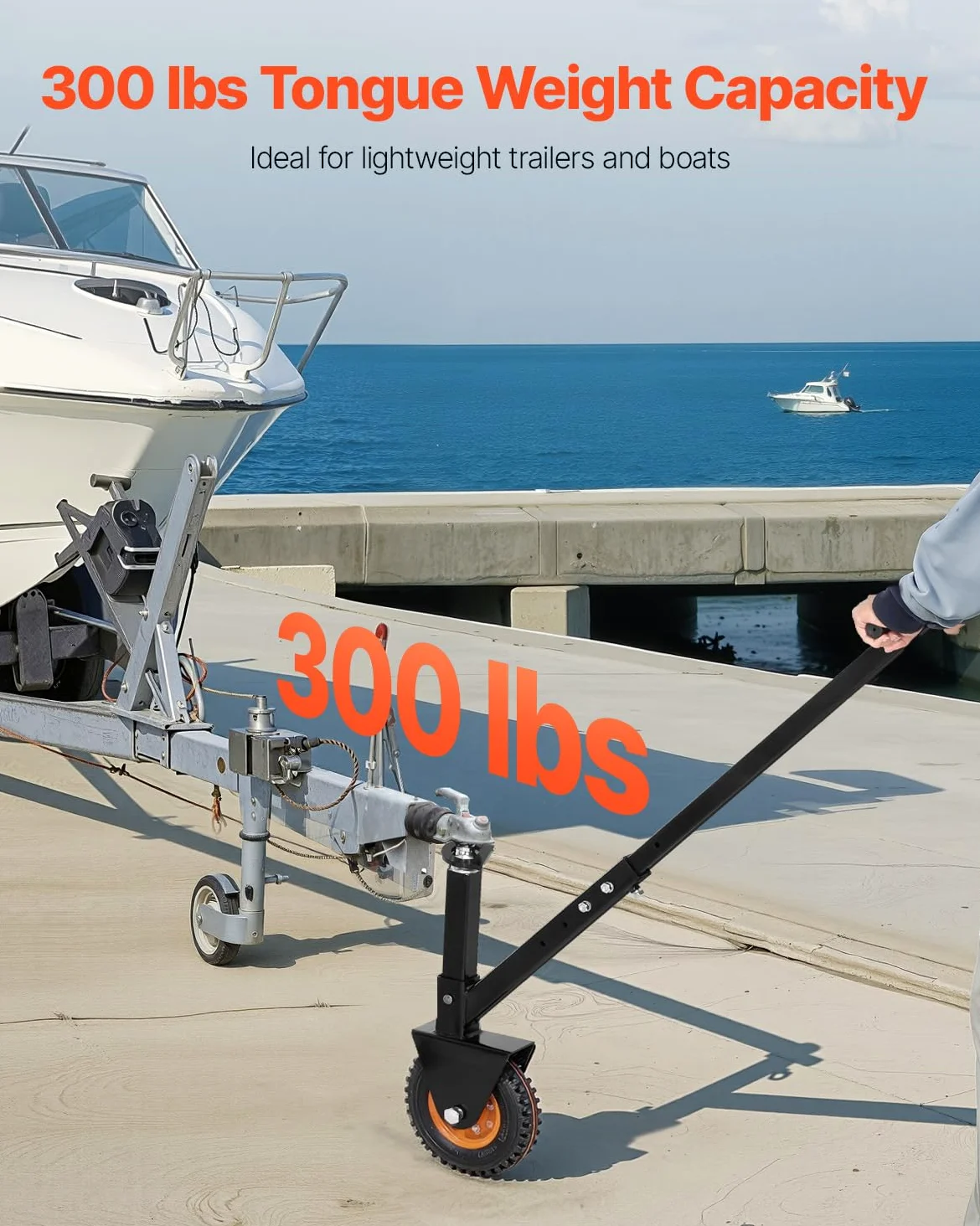 VEVOR Plataforma Rodante para Remolque, Capacidad de Peso de 136 kg, Carrito de Ajustable en Altura de 420 y 560 mm, con Bolas de 47,6 mm y 50,8 mm, Neumático de Goma para Mover un Remolque RV