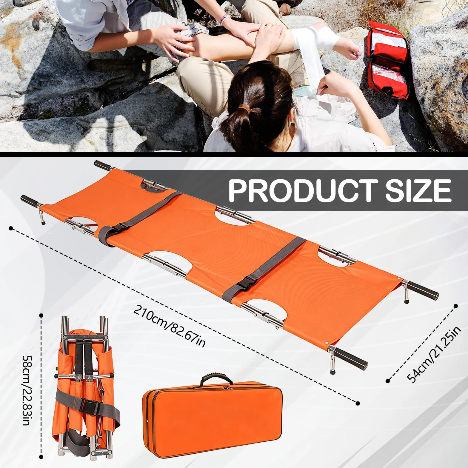 Camilla PortáTil, Rescate De AleacióN De Aluminio Resistente Y MóVil Con Bolsa De Almacenamiento Para Rescate En MontañA Y Transporte De Larga Distancia 210 X 54 Cm