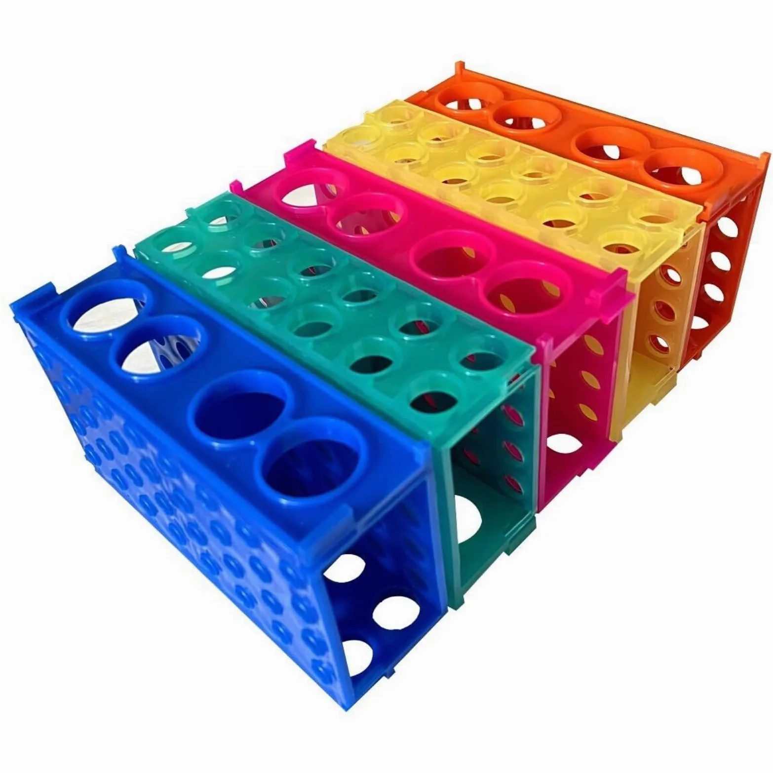 Soporte de Laboratorio Paquete De 5 Soportes Plástico For Tubos Ensayo con 4 Orificios Y Múltiples Gradilla para Tubos