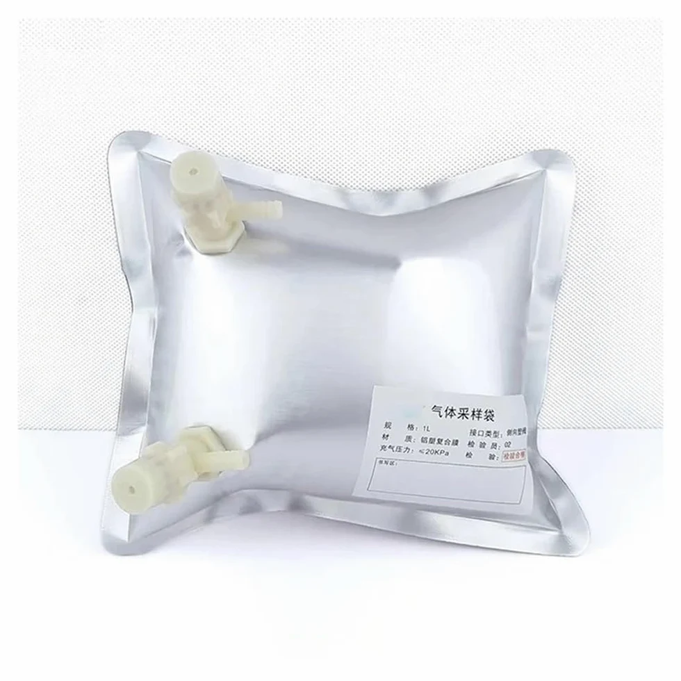 Cristalería de Laboratorio Bolsas de muestreo de papel de aluminio con doble válvula (5 unidades, 0,1/0,5/1/2/3/5/10/15 l)(8L Double valve)