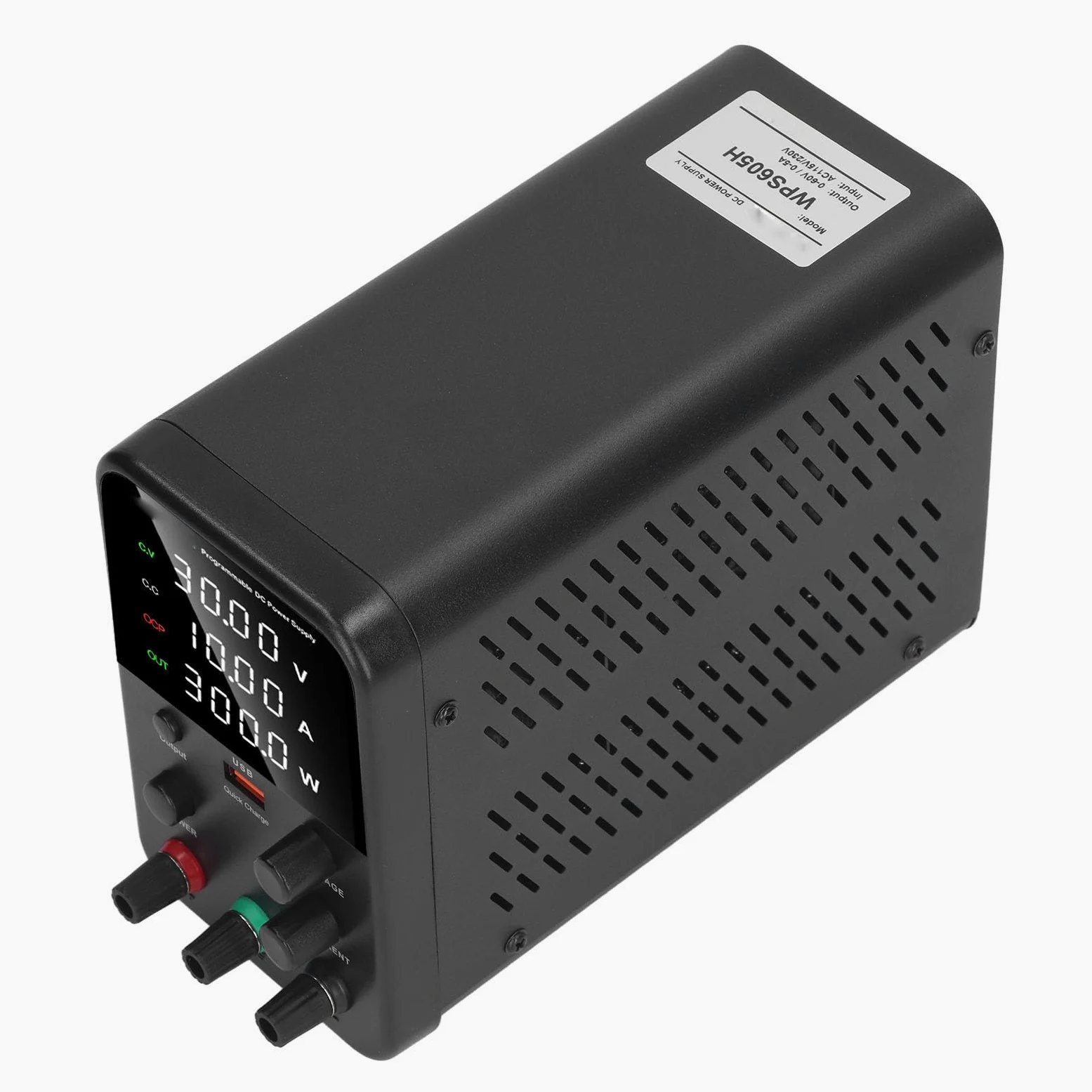 Garosa Fuente de Alimentación DC Variable 0-30V 0-5A Regulada Conmutada Ajustable con Control de Codificador, Carga Rápida USB y Ventilador de Temperatura Inteligente para (Enchufe de la UE AC230V)