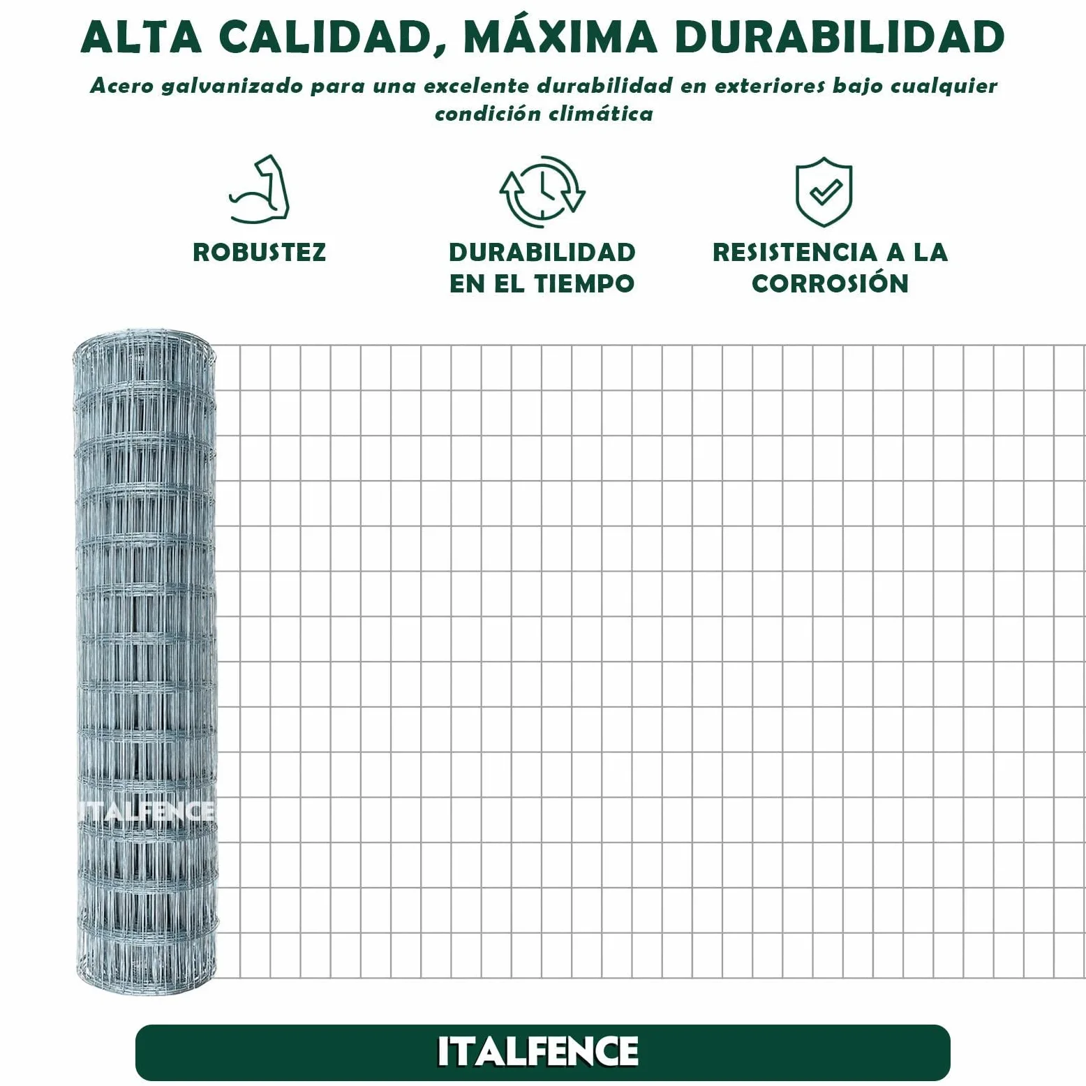 Malla metálica electrosoldada Ø1,80mm, galvanizada, 25m [175cm]