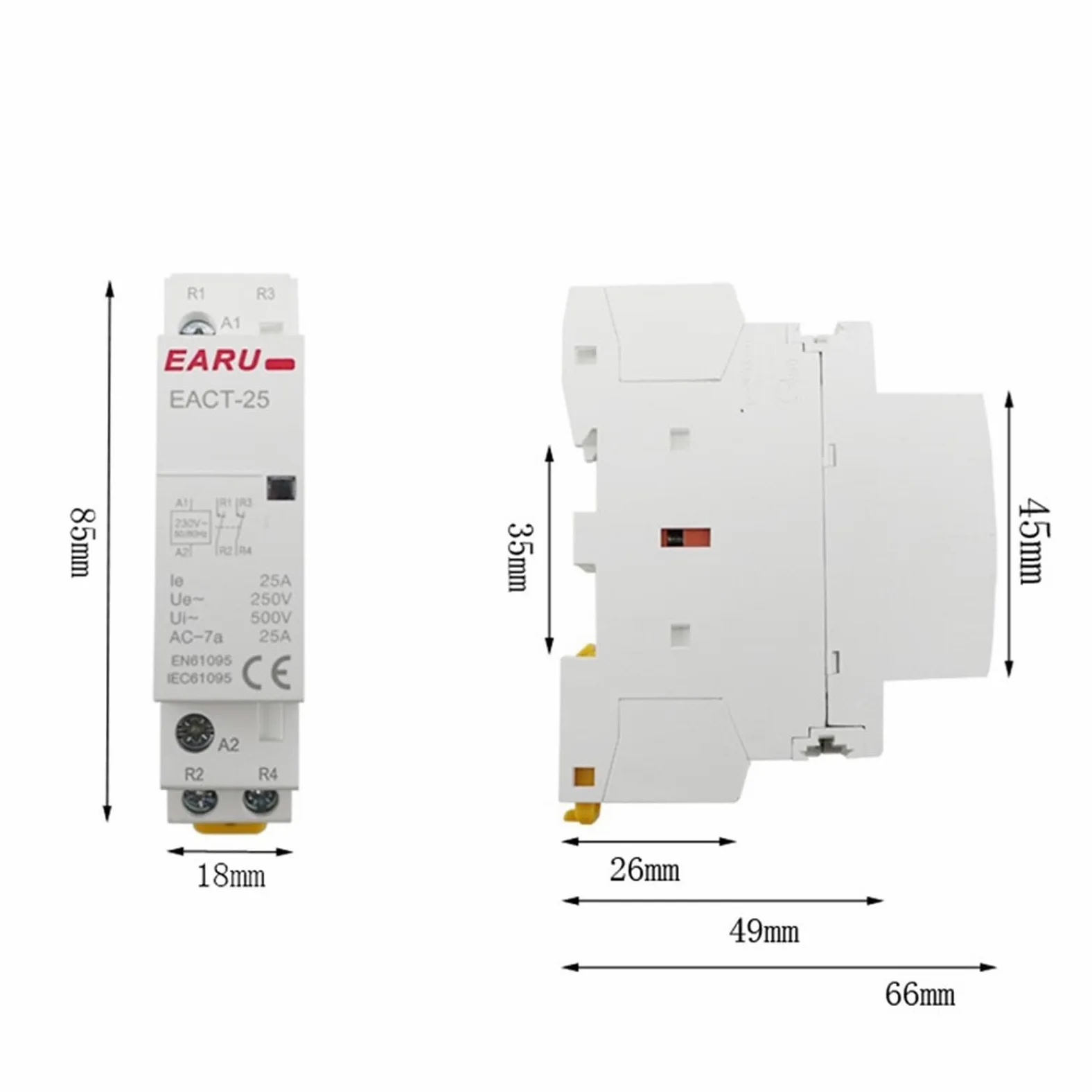 Contactor modular de CA 2P AC 220V 230V 16A/20A/25A/1NO/1NC 2NO/2NC 50/60Hz montado en riel DIN para el hogar | 16 A, 12 V