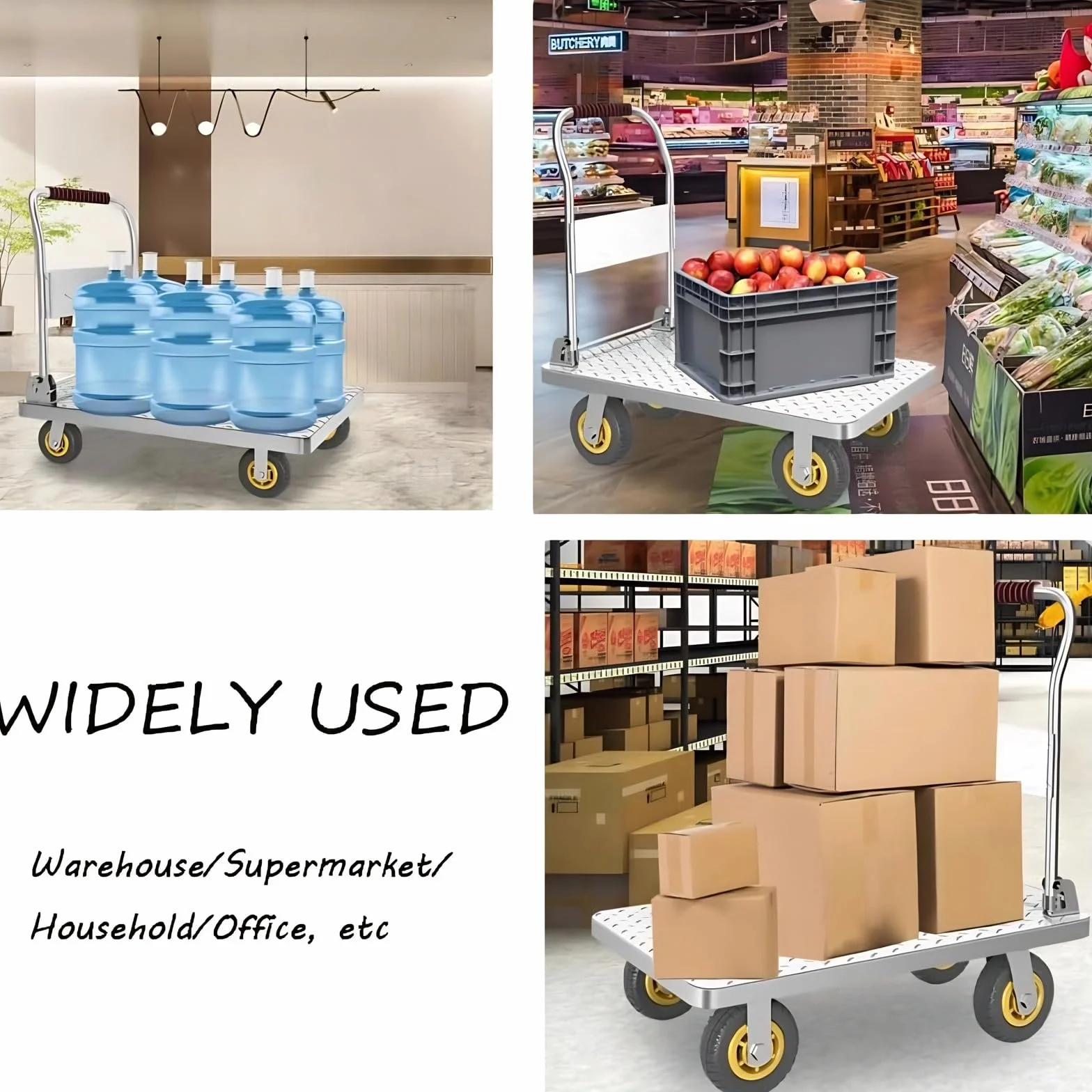 500kg Carro de Plataforma Resistente, Plataforma Rodante de Acero, Carretilla de Mano Plegable con Plataforma de Trabajo de 90x60 cm para Carga y Almacenamiento