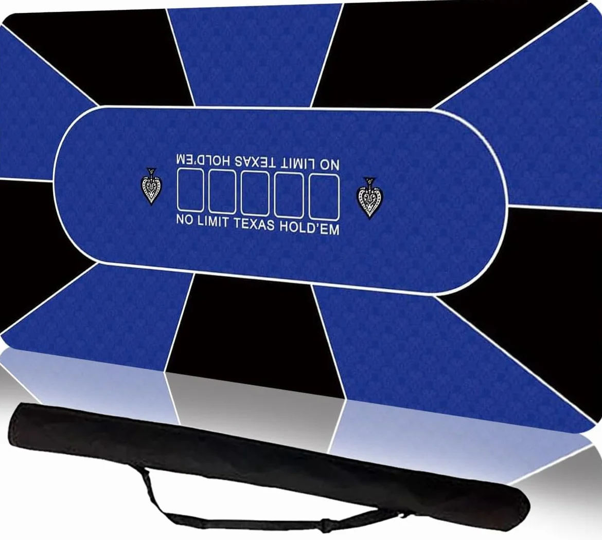 Alfombrilla de póquer profesional 180x90 cm 8 jugadores Texas Hold'em goma portátil con bolsa