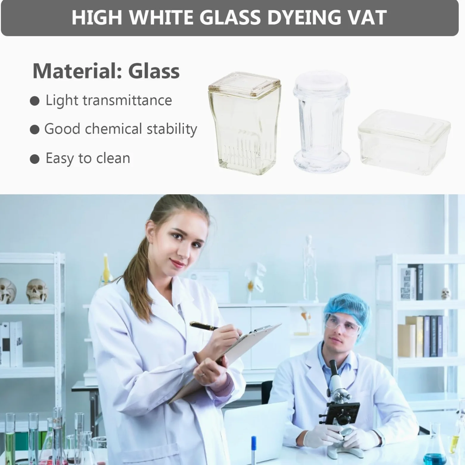 6juegos Botes De Vidrio Para Teñido De Laboratorio De Teñido Transparentes Para Muestras Histológicas y Citológicas