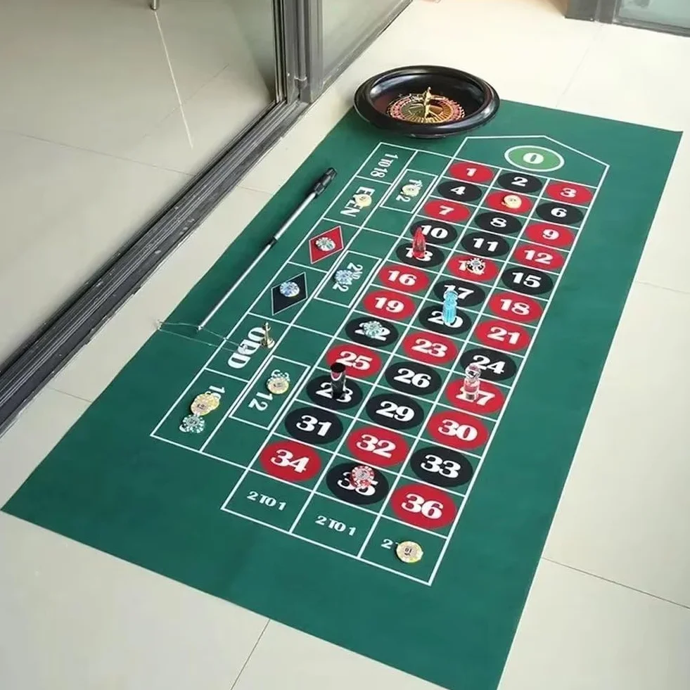 Tapete de Ruleta Portátil 180x90 cm para Juegos de Mesa y Dados