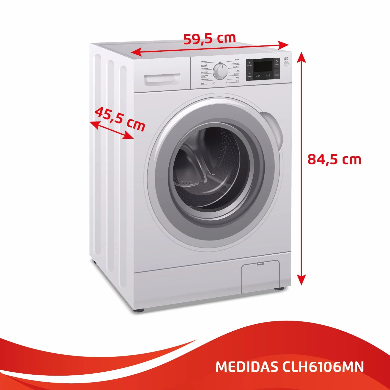 Corberó Lavadora Plus 6 kg 1000 rpm Motor Inverter 15 Programas Función Vapor Blanco