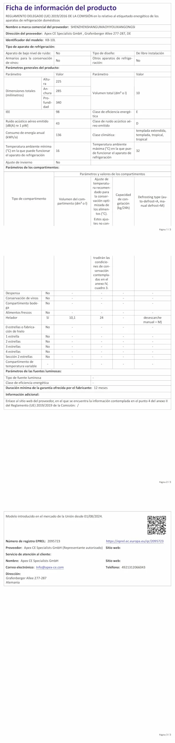 Enventor Nevera Pequeña Portátil 10L Blanco, Mini Frigorífico Frío y Calor 12V/220V, Pantalla LCD