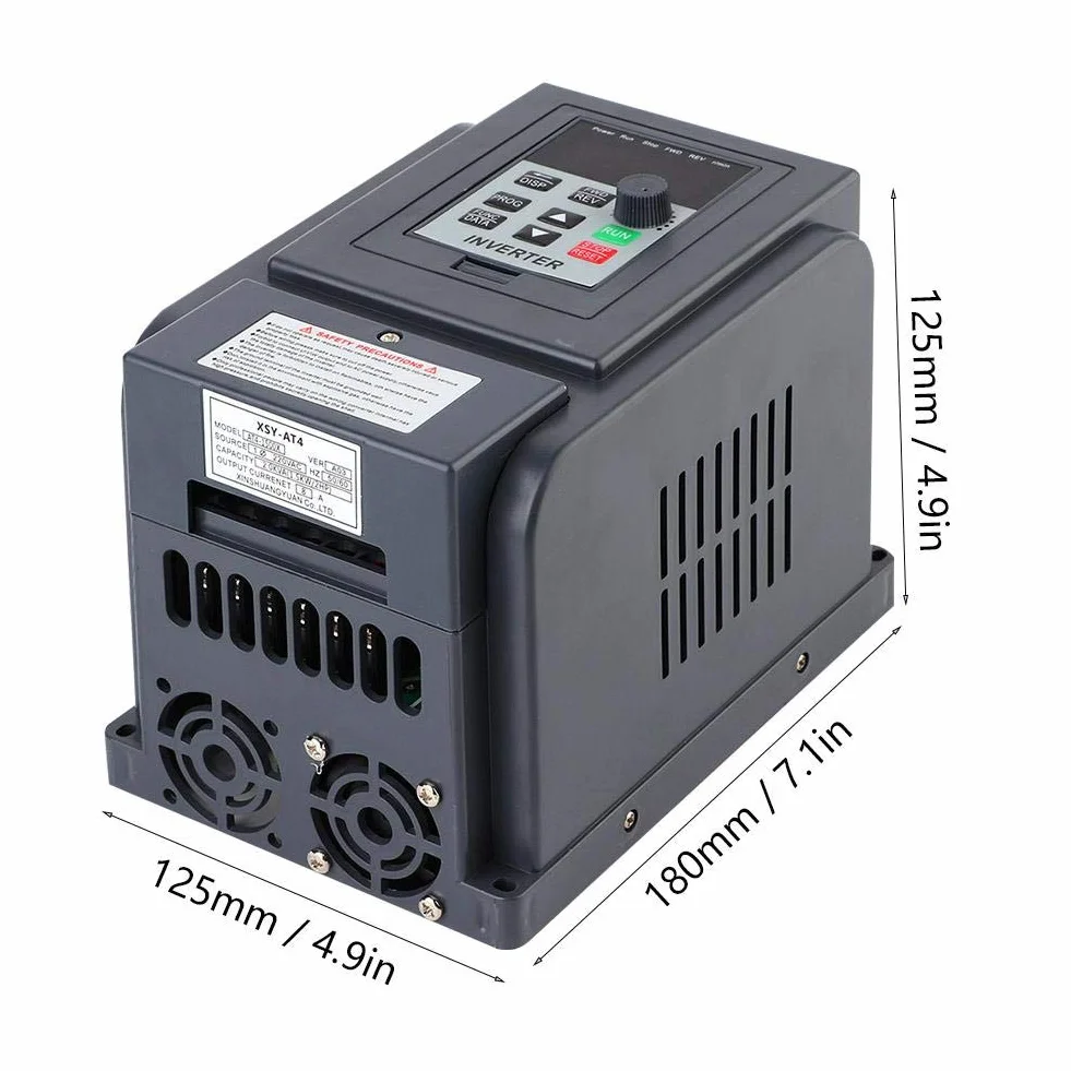 Variador de Frecuencia, Vfd AC 1.5Kw, 220V Entrada 380V Salida, Convertidor de Frecuencia Monofasico a Trifasico, Control PWM, Alto Par, Alta Precisión, Bajo Ruido