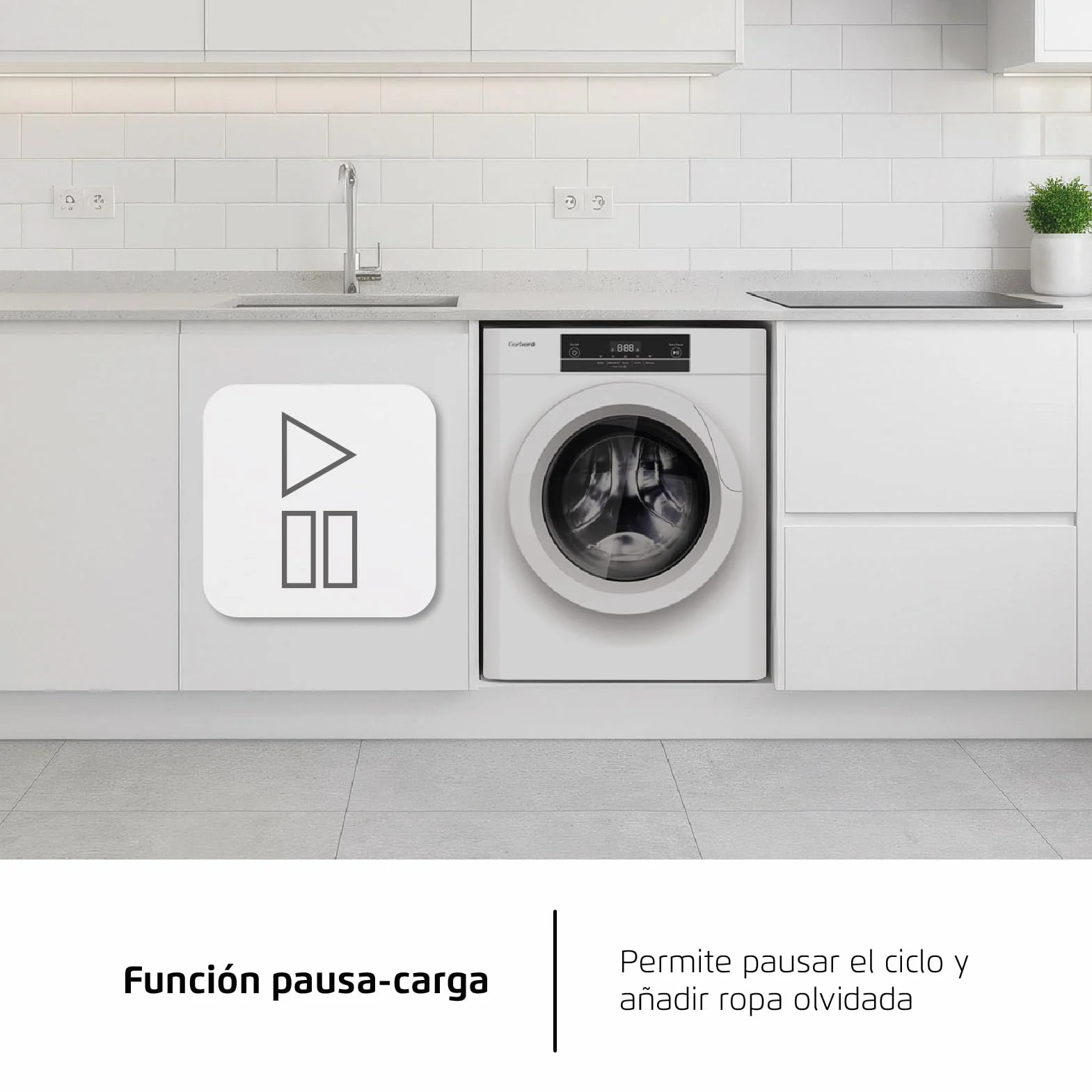 Corberó Secadora de Evacuación CSM320W 3 Kgs Secado Rápido 45 Min Display LED 5 Programas Apertura 180º 65dB Blanco