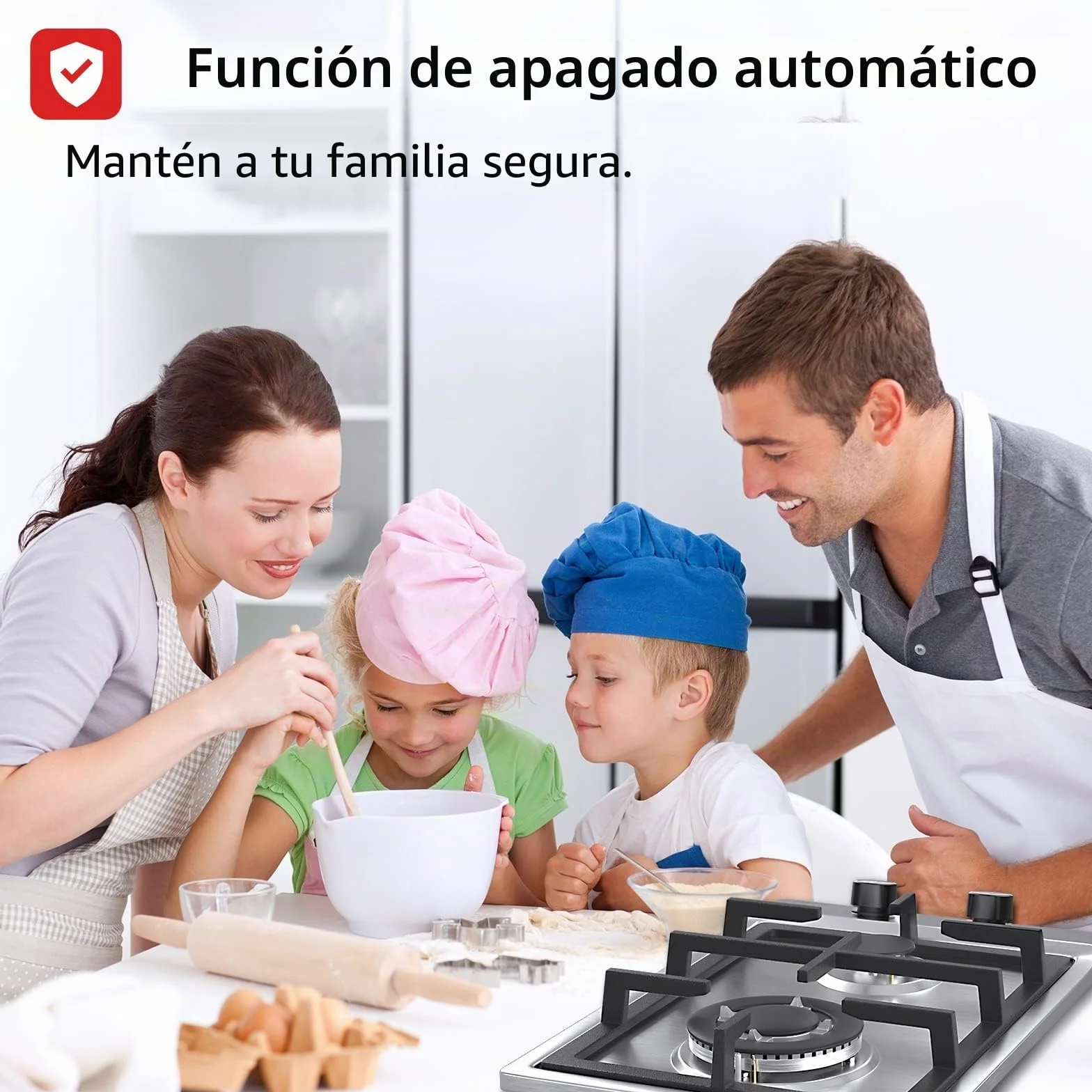 Placa de cocción a gas acero inoxidable encimera 2 fuegos