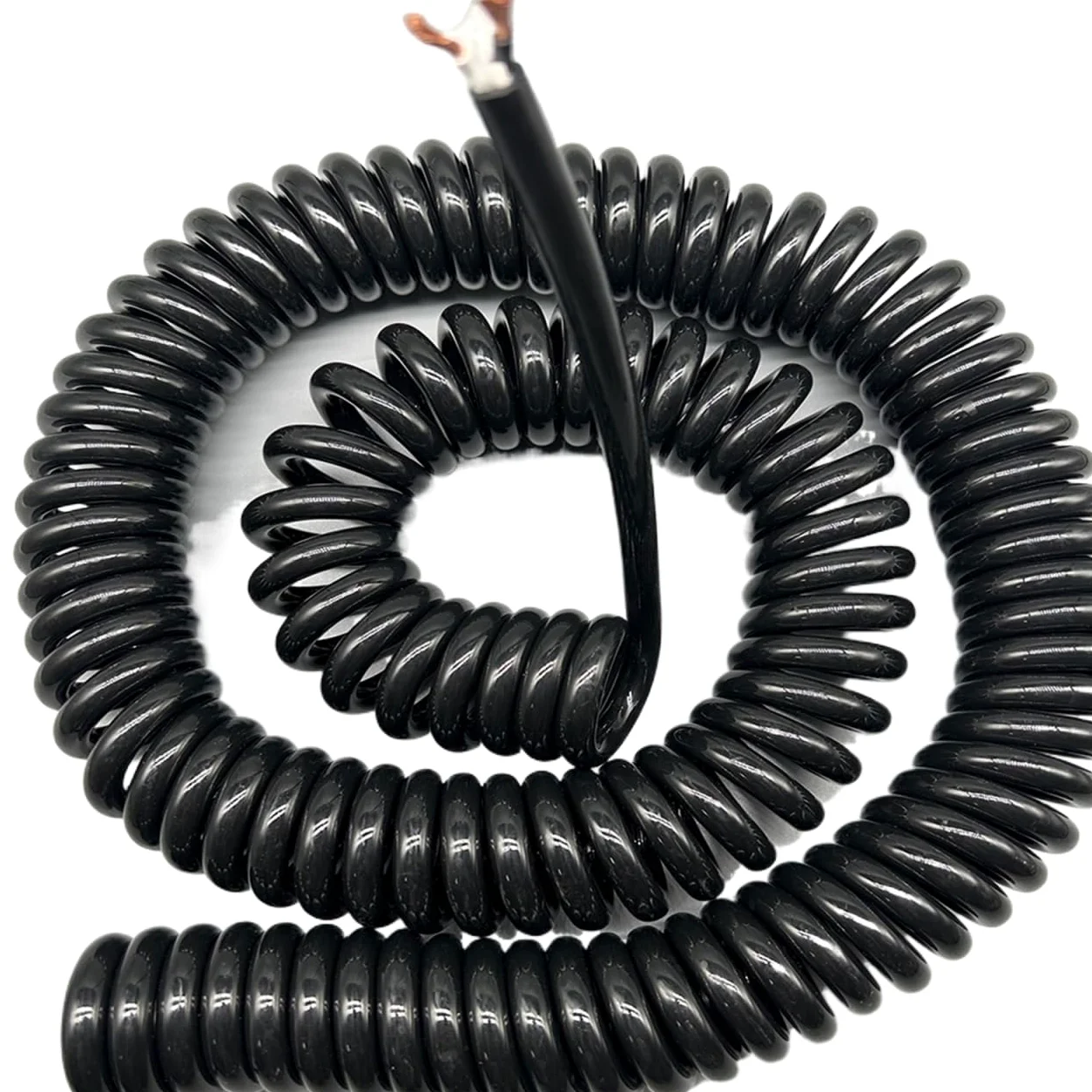 Hélice elástica, Cable de Alambre súper Suave 2 núcleos, Cable alimentación telescópico elástico Cuadrado,5mm, Bobina retráctil en Espiral Resorte(Stretch 4 Meter)