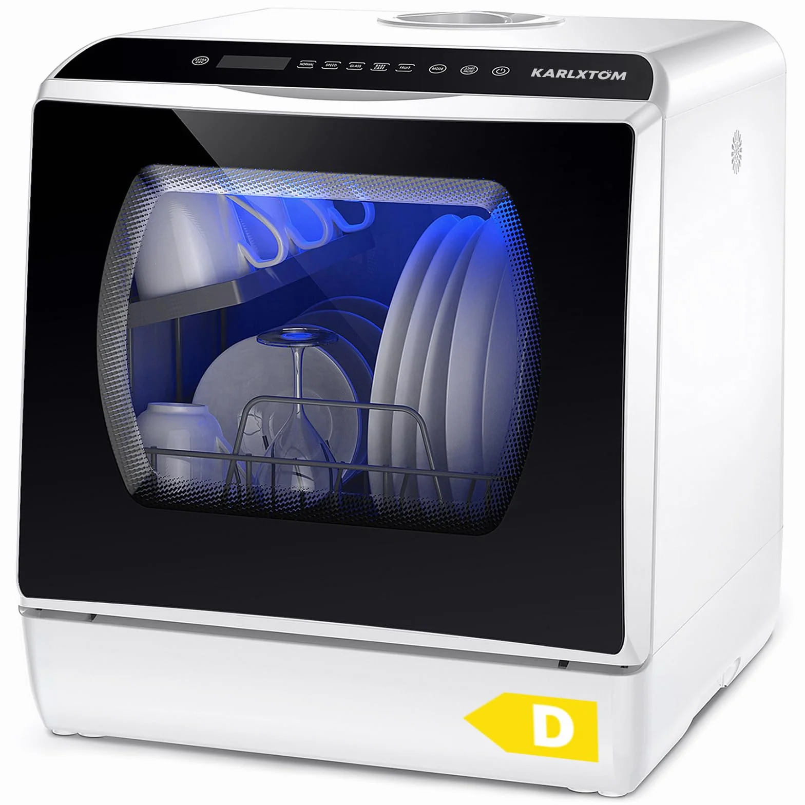 Karlxtom Lavavajillas de Encimera Mini Portátil 45 cm 6 Programas LED