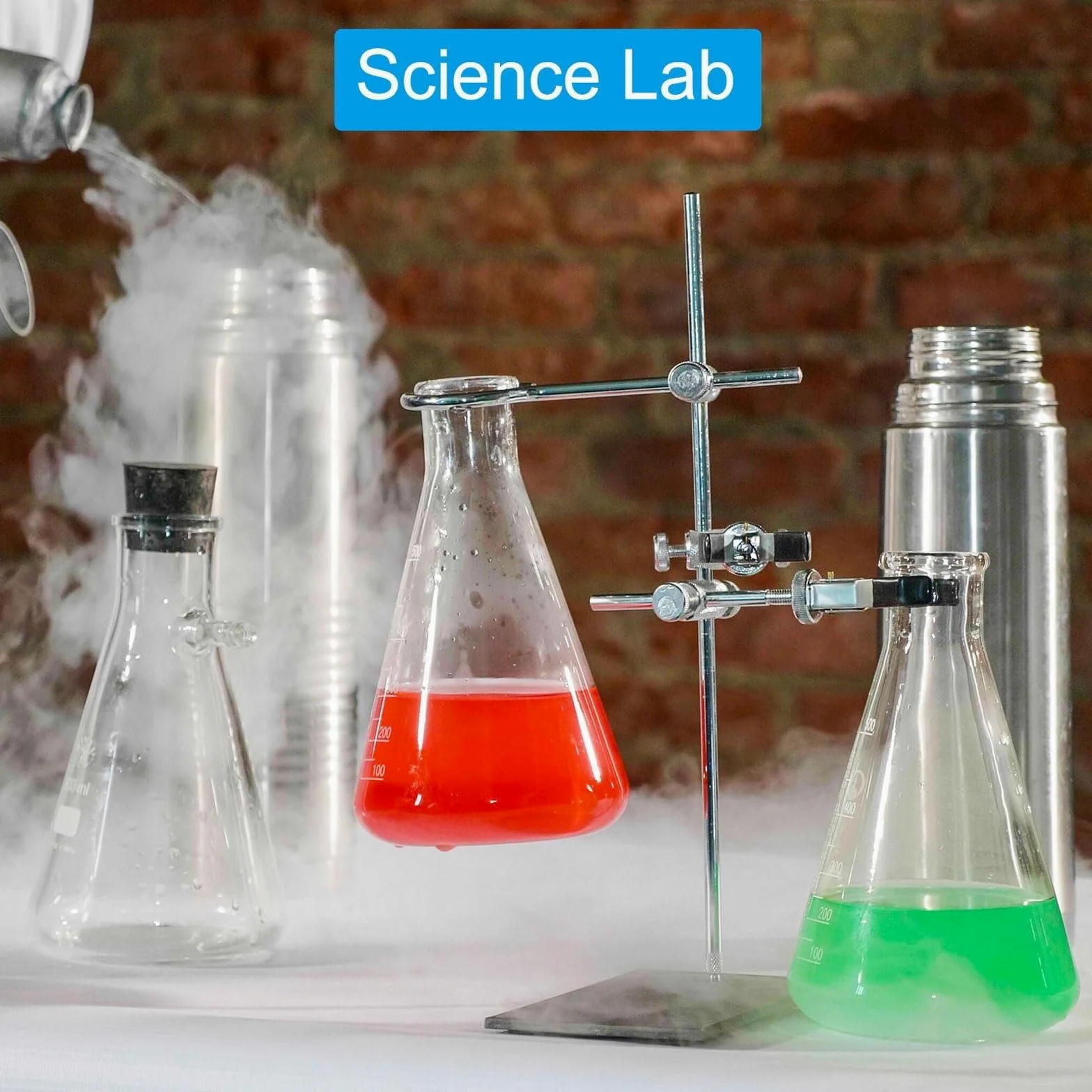 8 Piezas 25ml Matraz Erlenmeyer de Vidrio Borosilicato - Cuello Estrecho Graduado para Experimentos de Laboratorio(5pcs,100ml/3oz)