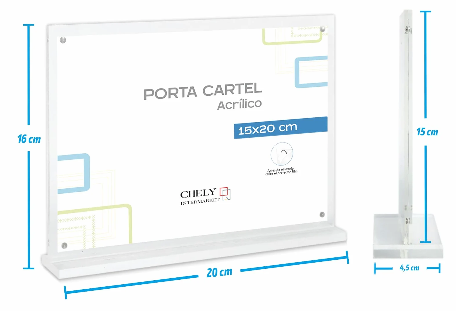 Portacartel Metacrilato A5 15x20cm Horizontal Pack 24 Imán Neodimio Ultra Transparente Diseño Elegante Carteles Promocionales Cartas Menú Fotos Oficinas Comercios Mostradores