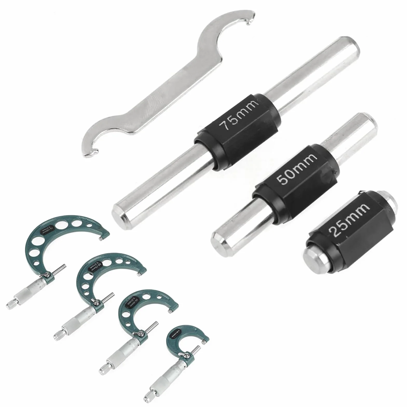 Micrómetro exterior 4 piezas 0‑100 mm Micrómetros exteriores métricos Calibre de espesor Calibradores de medición con estuche