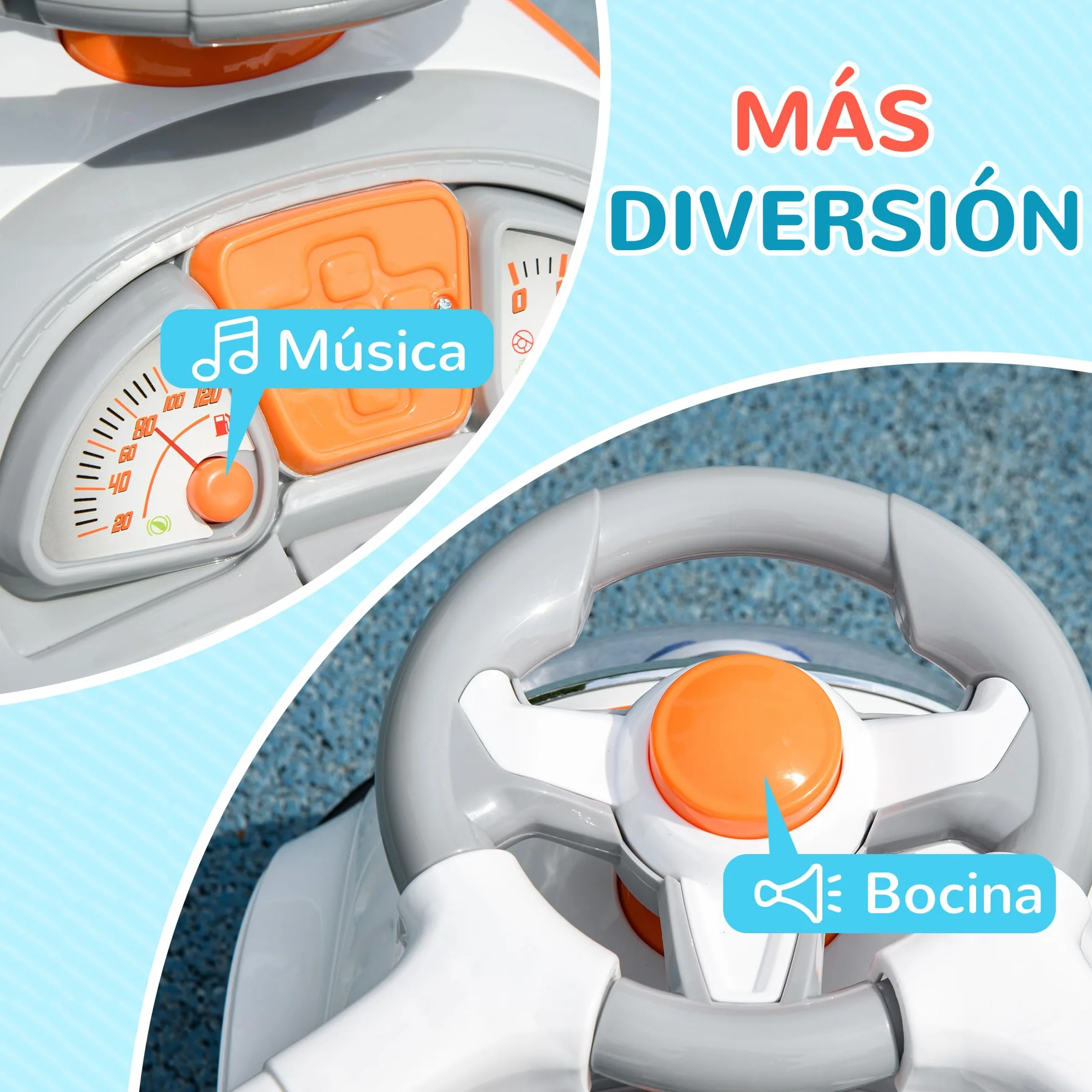 AIYAPLAY Coche Correpasillos 3 en 1 para Niños 12-36 Meses, Blanco
