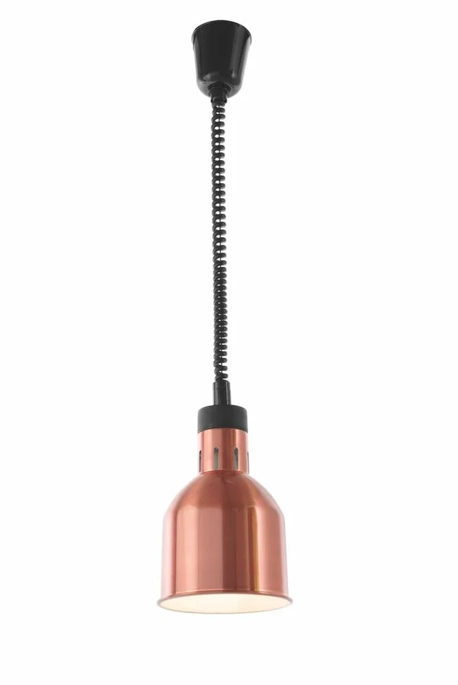 HENDI Lámpara de Calor Colgante de Altura Ajustable, cilíndrica, lámpara térmica de Infrarrojos para Cocina y Mantenimiento de Alimentos Calientes, 230V, 250W, Ø175x(H) 250mm, Aluminio Color Cobre