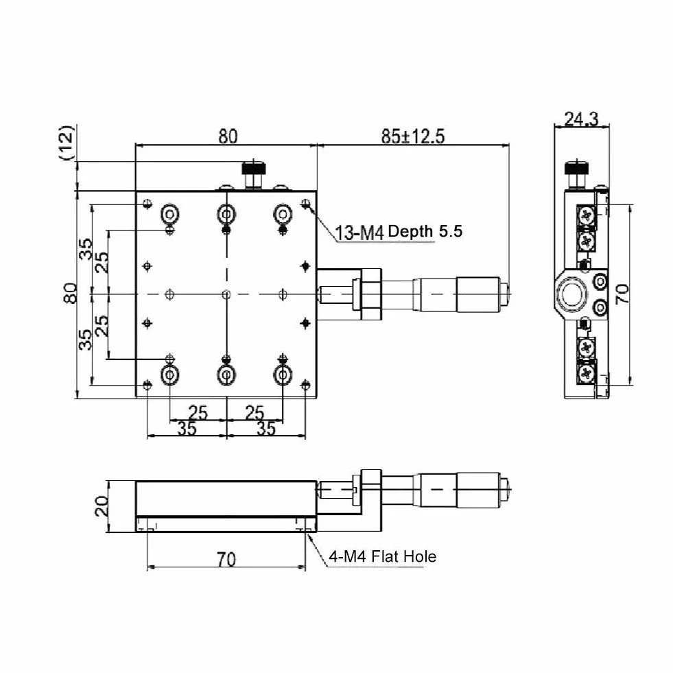 Keenso SEMX80-AC Micrómetro manual de precisión lineal etapa de traducción, Tabla de deslizamiento X Axis, 80x80mm