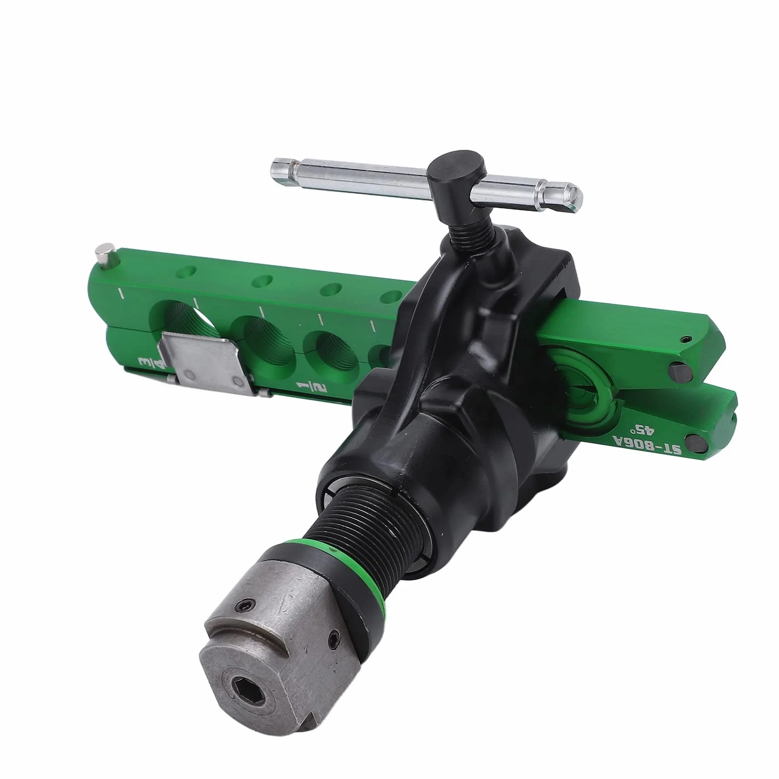 Expansor de Cono Excéntrico Universal 45 Grados 2 en 1 Herramienta de Abocardado de Tuberías de Trinquete con Función de Taladro Manual para Tuberías de Aluminio de Cobre 1/4 Pulg. 5/16 Pulg. 3/8 Pulg