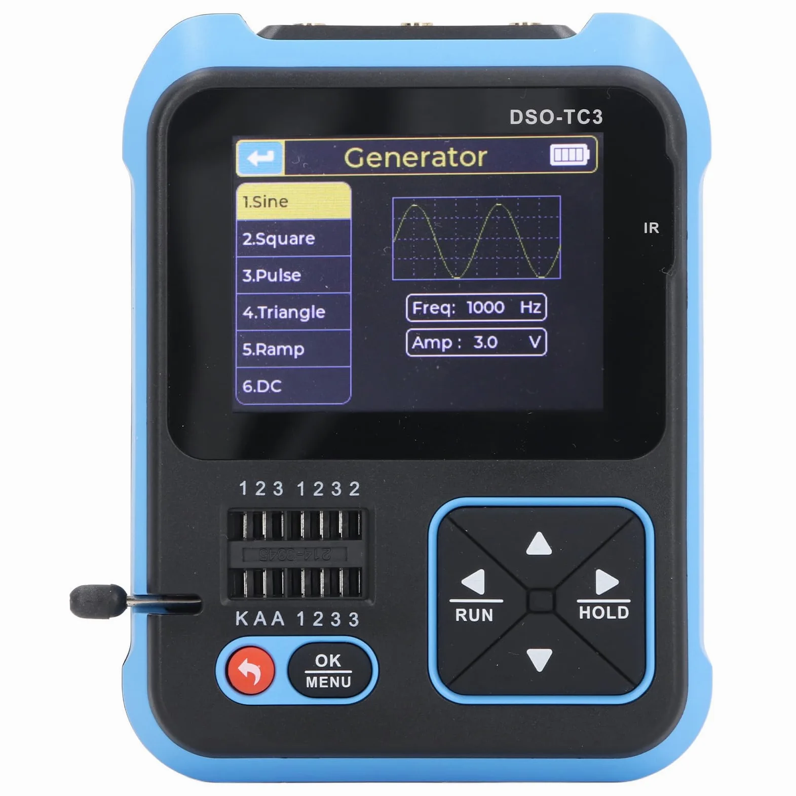 Duokon Osciloscopio DSO TC3, Osciloscopio Portátil 3 en 1, Probador de Componentes Digitales ABS y Generador de Funciones, 500 KHz 10 S, para Estudiantes Ingenieros Reparación de Laboratorio