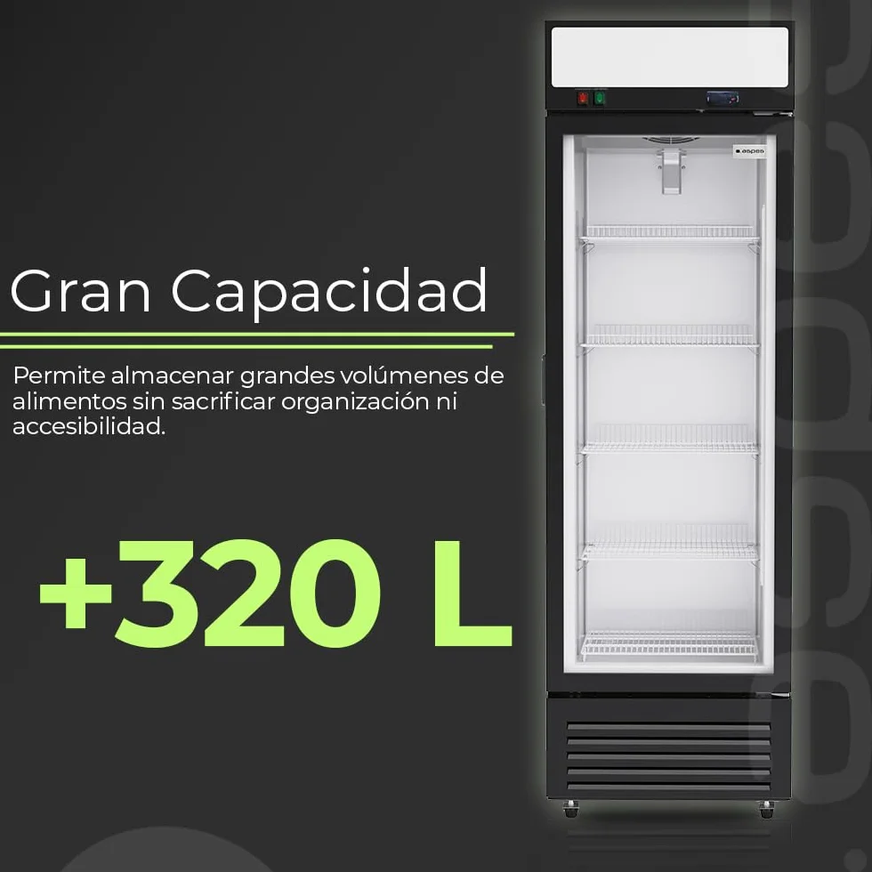 Aspes Congelador Vertical Horeca Negro ACVH2601ENF 329 Litros Bajo Nivel Sonoro Clase D