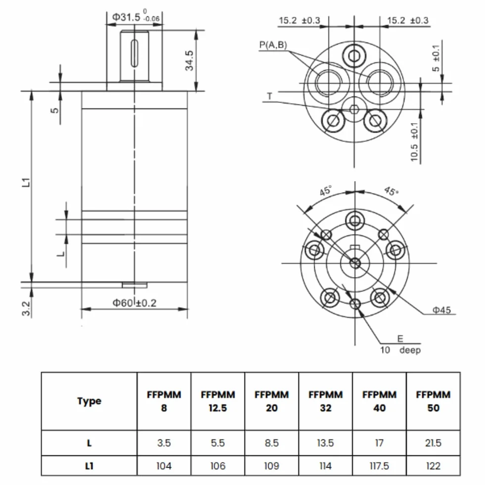 Motor hidráulico 12,9 CC/Rev G 3/8" Puertos traseros