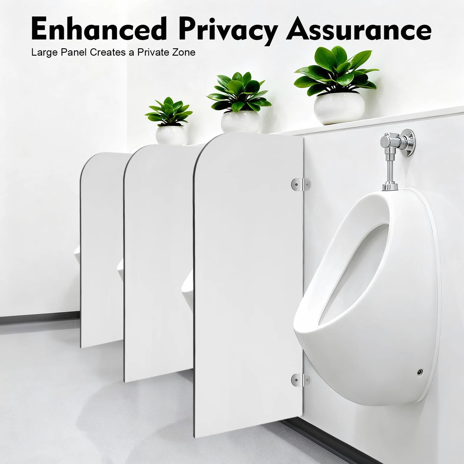 Mampara urinario y WC con protección visual, 40 x 90 cm, montaje en pared, pared púbica, fácil instalación, para inodoros públicos masculinos (gris claro, ángulo redondo)