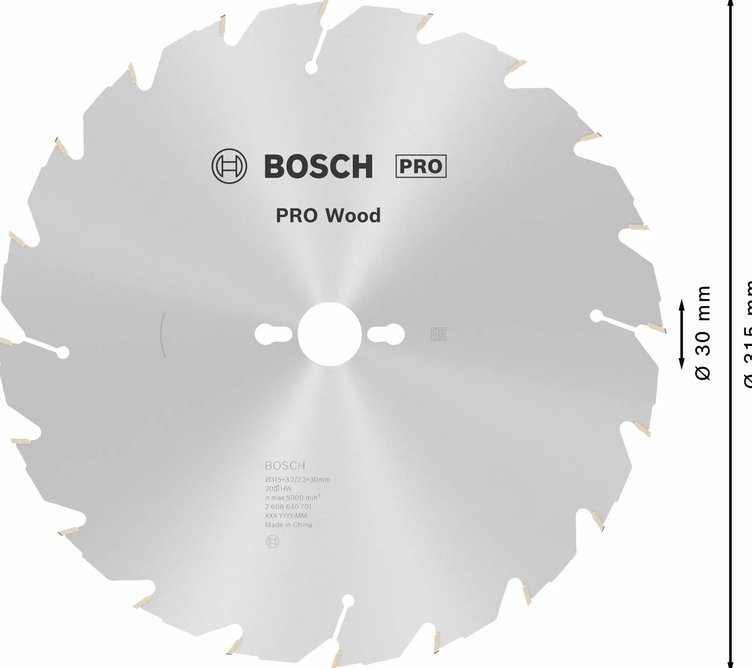 Bosch Professional Hoja de sierra circular Construct Wood 315 x 30 x 3,2 mm 20 pack de 1