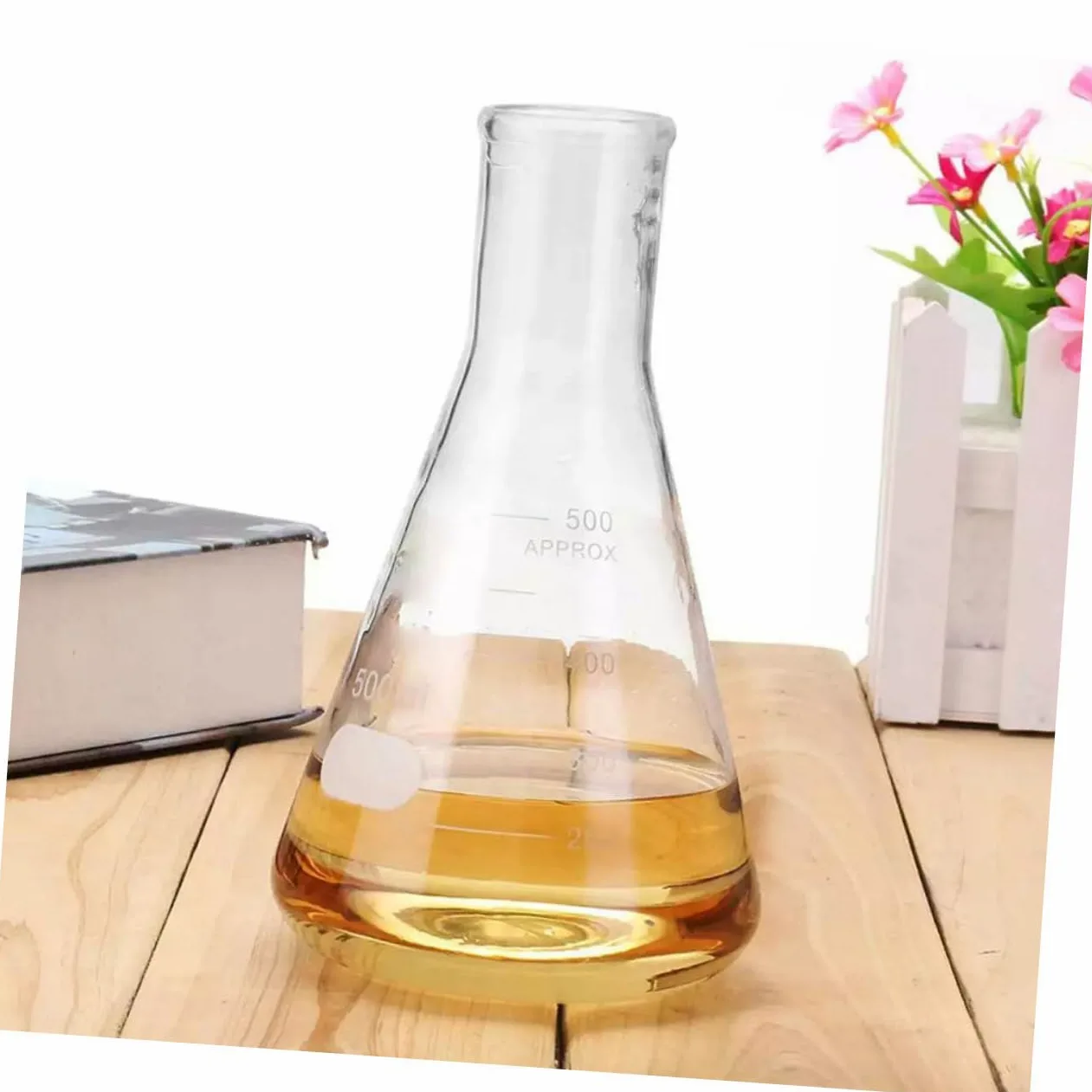 Anneome Matraz Cónico de Vidrio de Borosilicato 5 Piezas para Laboratorio | Boca Estrecha, Fondo Plano y Graduaciones Estándar, 50ml a 1000ml, Uso en Educación