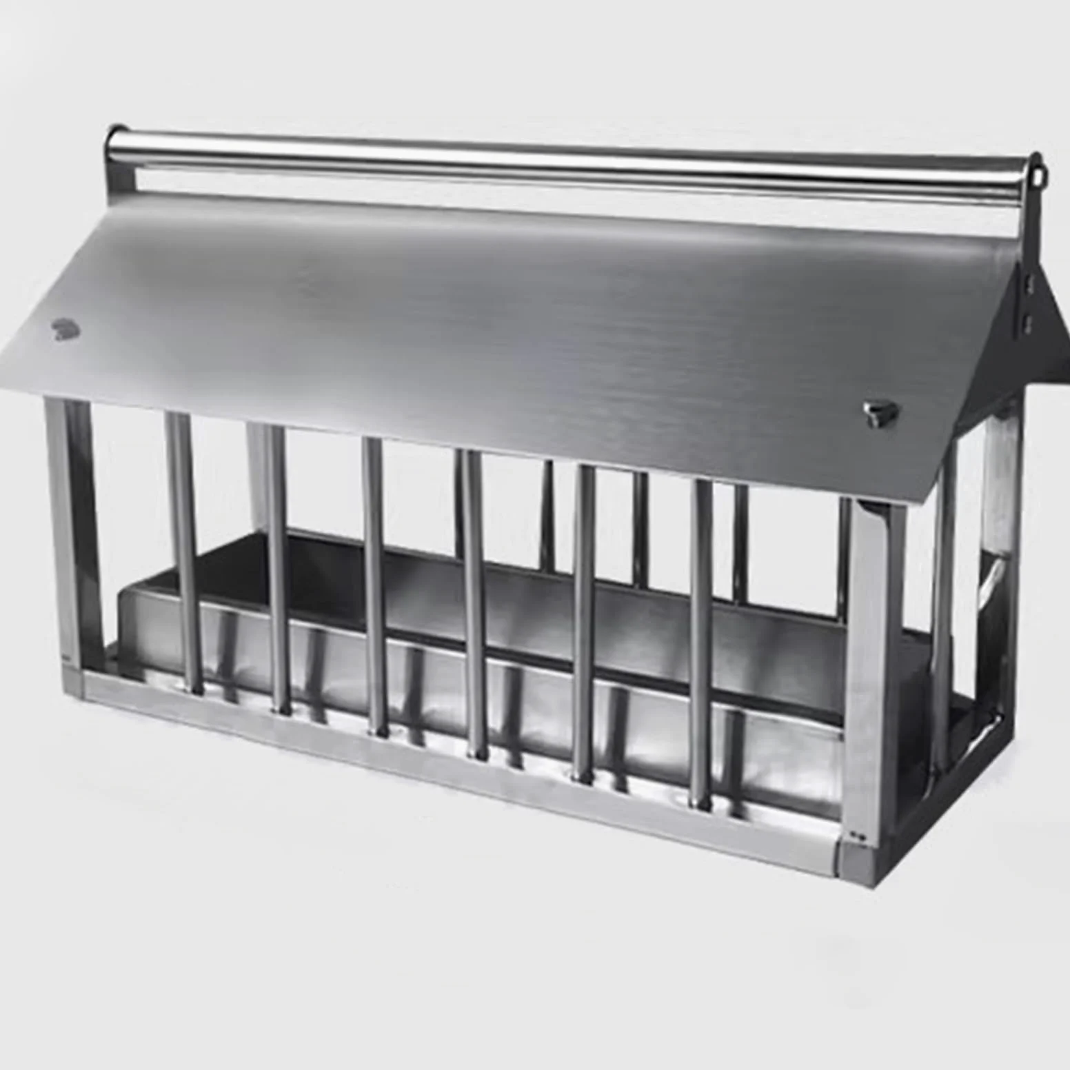 Comedero de metal para aves de corral, comedero de pollo con cubierta de lluvia, diseño sin residuos para pavos, gansos, codornices, patos y pájaros