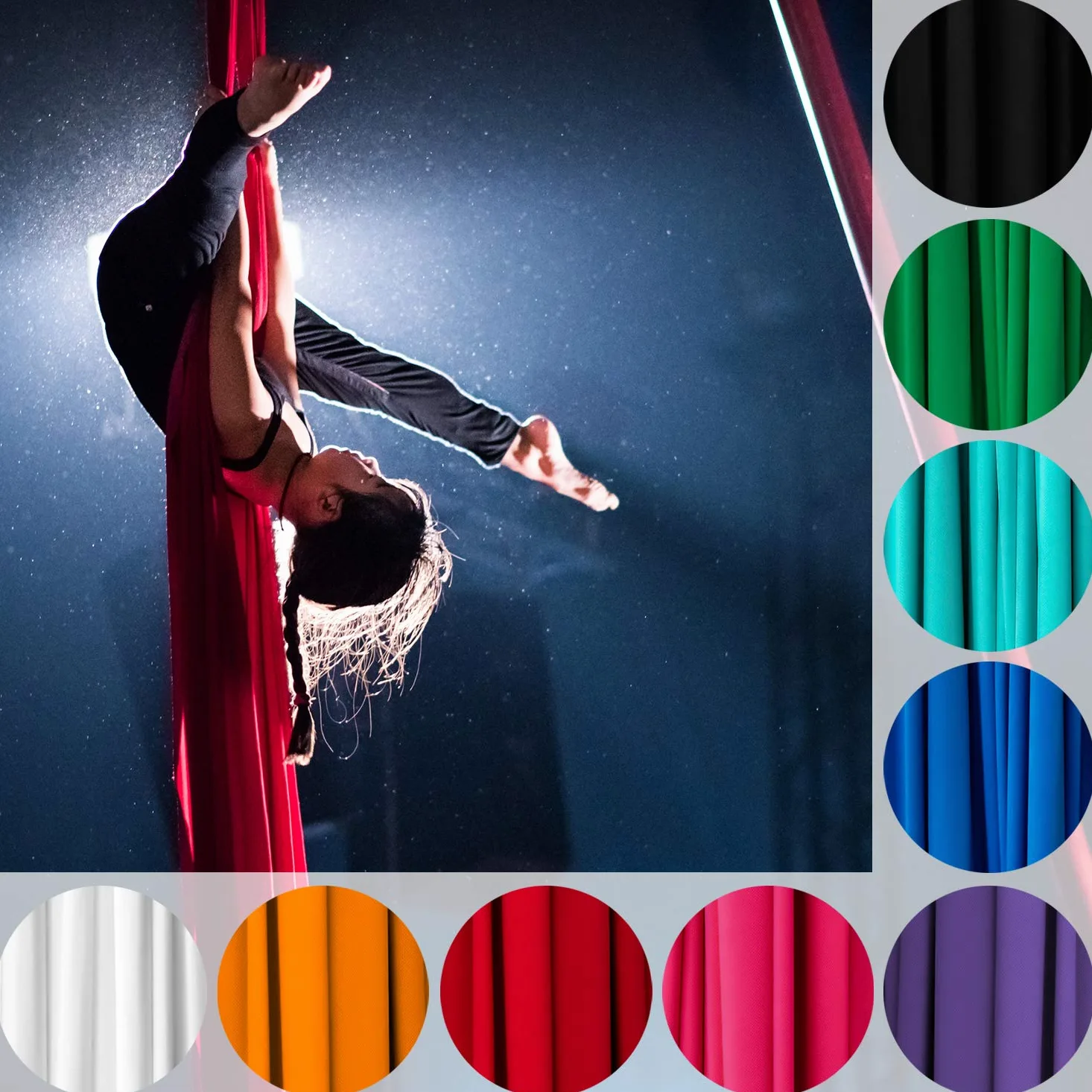 Play Juggling - Tejido aéreo para Acrobacias y disciplinas aéreas Tejido aéreo Profesional para Acrobacias aéreas 100% poliéster Certificado
