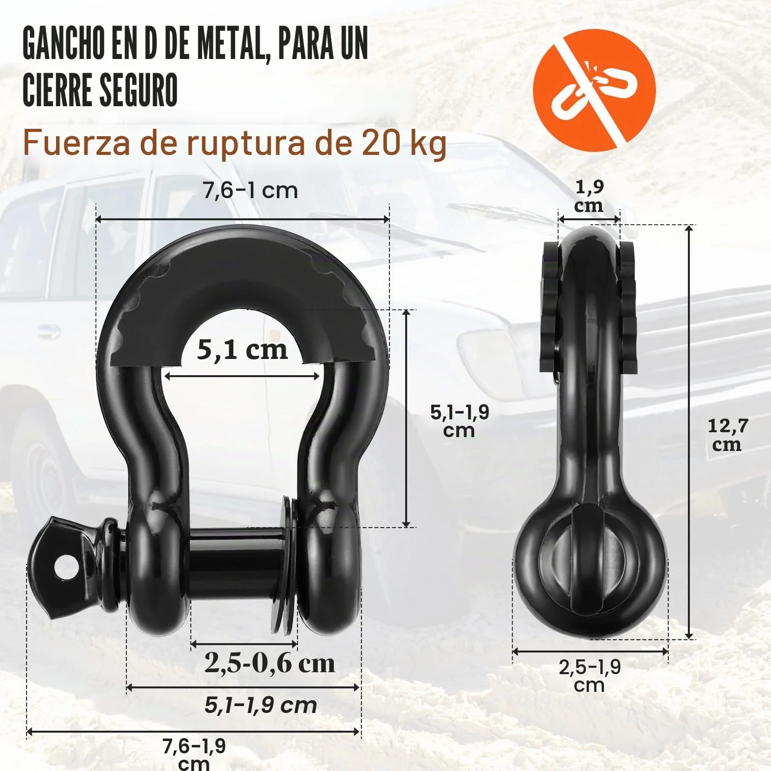 VEVOR 8 Piezas Kit de Recuperación Todoterreno Correas de Remolque 7,6x914,4 cm Grilletes con Anillo en D 13608 Kg Grillete Receptor de 20000 Kg Polea de Bloque Antidesgarro para Camión, Jeep, ATV