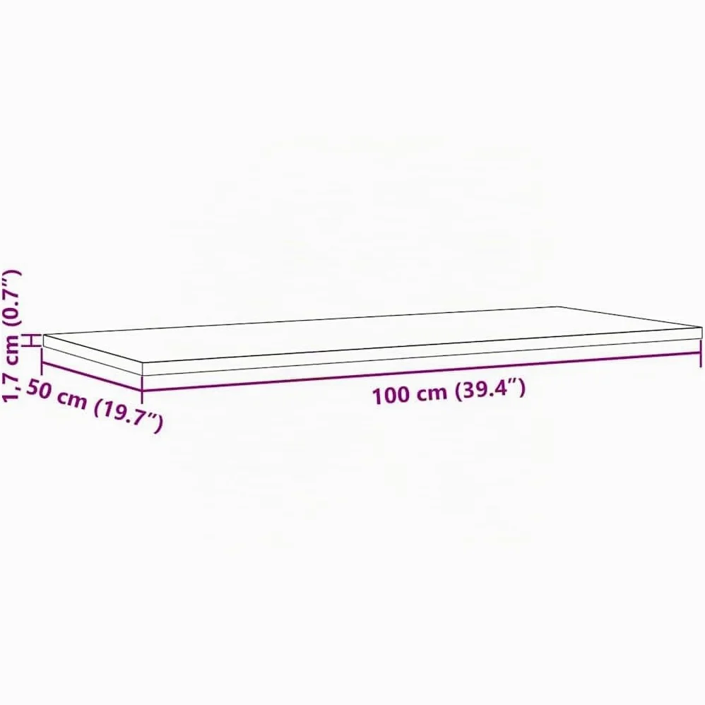 vidaXL Tablero de Mesa Rectangular Madera Maciza Pino 100x50x1,7 cm