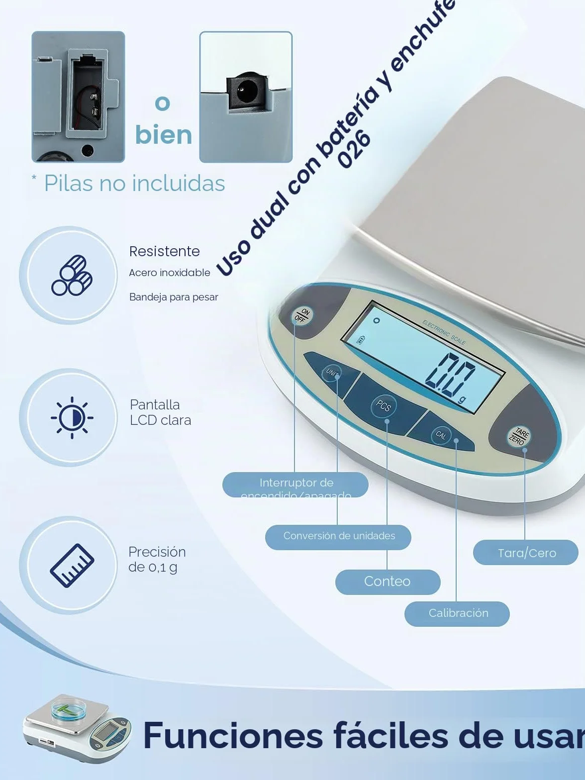 CGOLDENWALL Balanza Científica Analítica de Laboratorio de Gama Grande Báscula Electrónica Digital Inteligente de Alta Precisión de 0.1g 丨Ya Calibrado y Lista para Usar丨 (5kg, 0.1g)