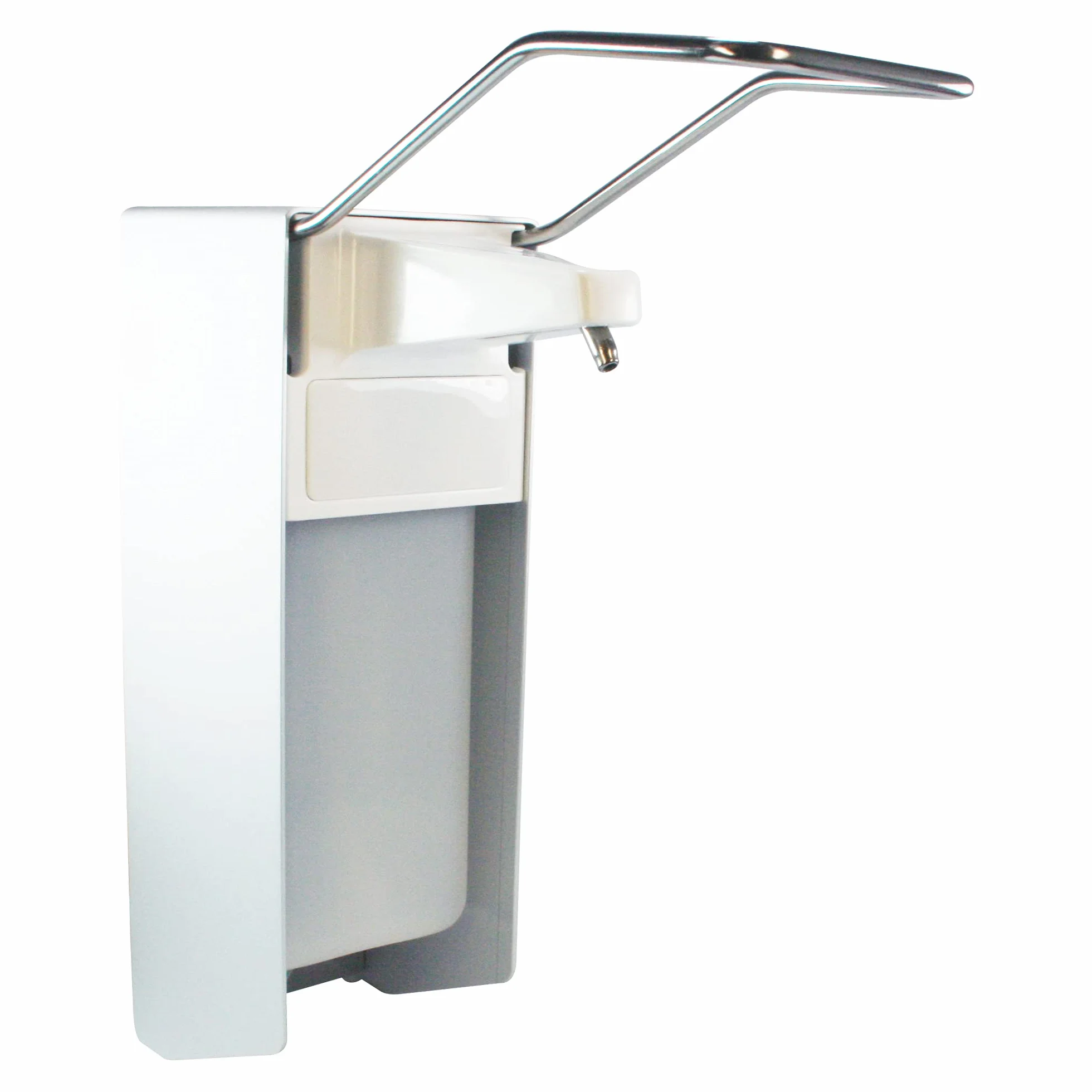Dispensador desinfectante de aluminio 500 ml, bomba y palanca: acero inoxidable, palanca larga.