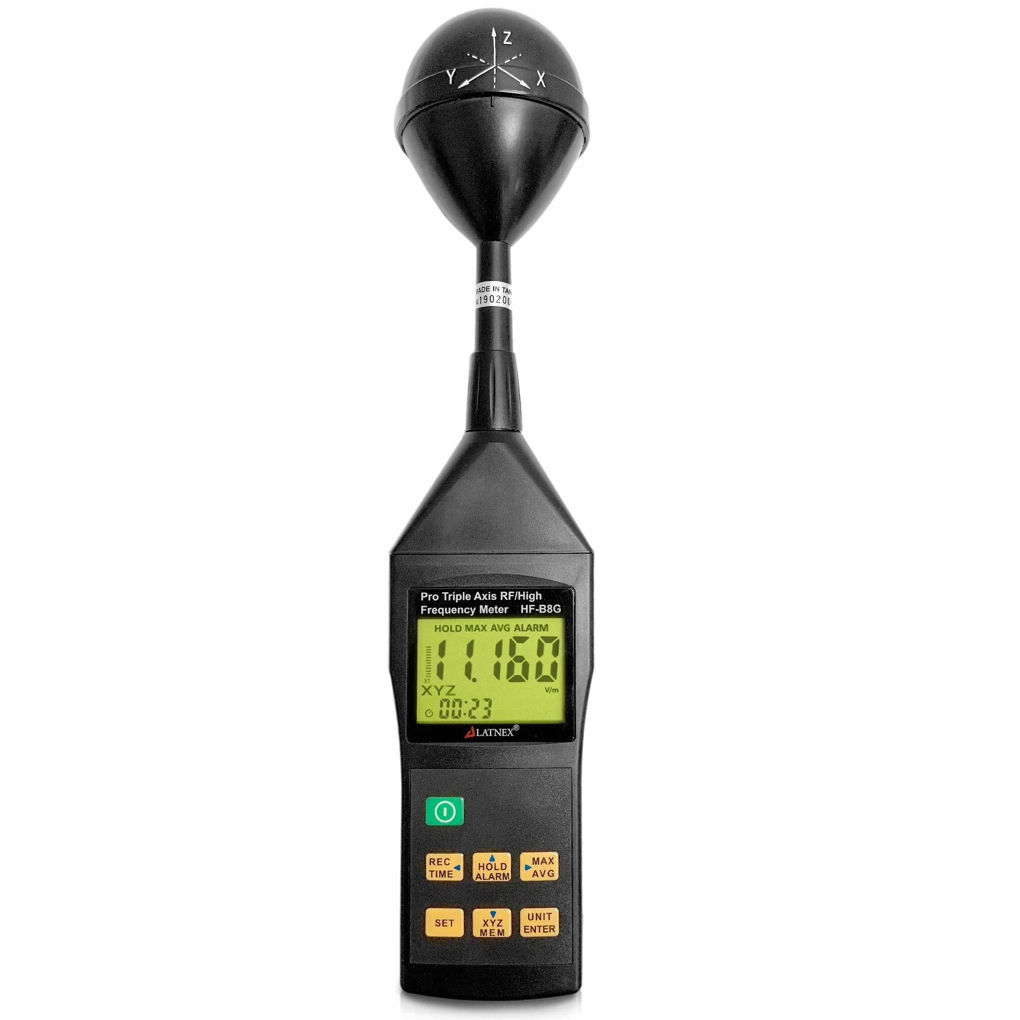 Medidor RF EMF HF-B8G Alta frecuencia 10MHz-8GHz. Mide niveles de radiación de amplio rango de torres de telefonía móvil, medidores inteligentes, Wi-Fi, 3G y 4G, Bluetooth, inspecciones de viviendas