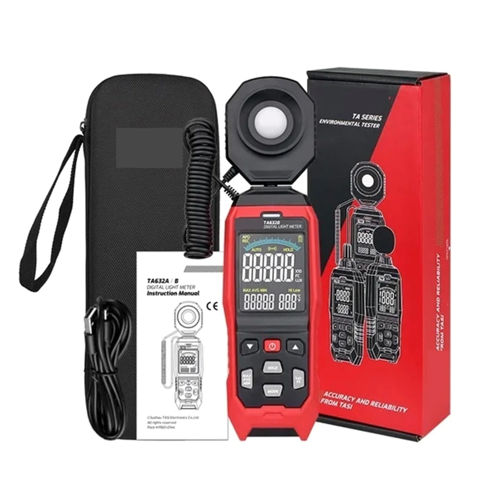 Espectrómetro, Medidor De Luz Digital TA632A TA632B, Luxómetro For Fotografía, Sonda Desmontable, Iluminómetro Lux/Fc, Fotómetro, Probador Ambiental(TA632B USB Transfer)