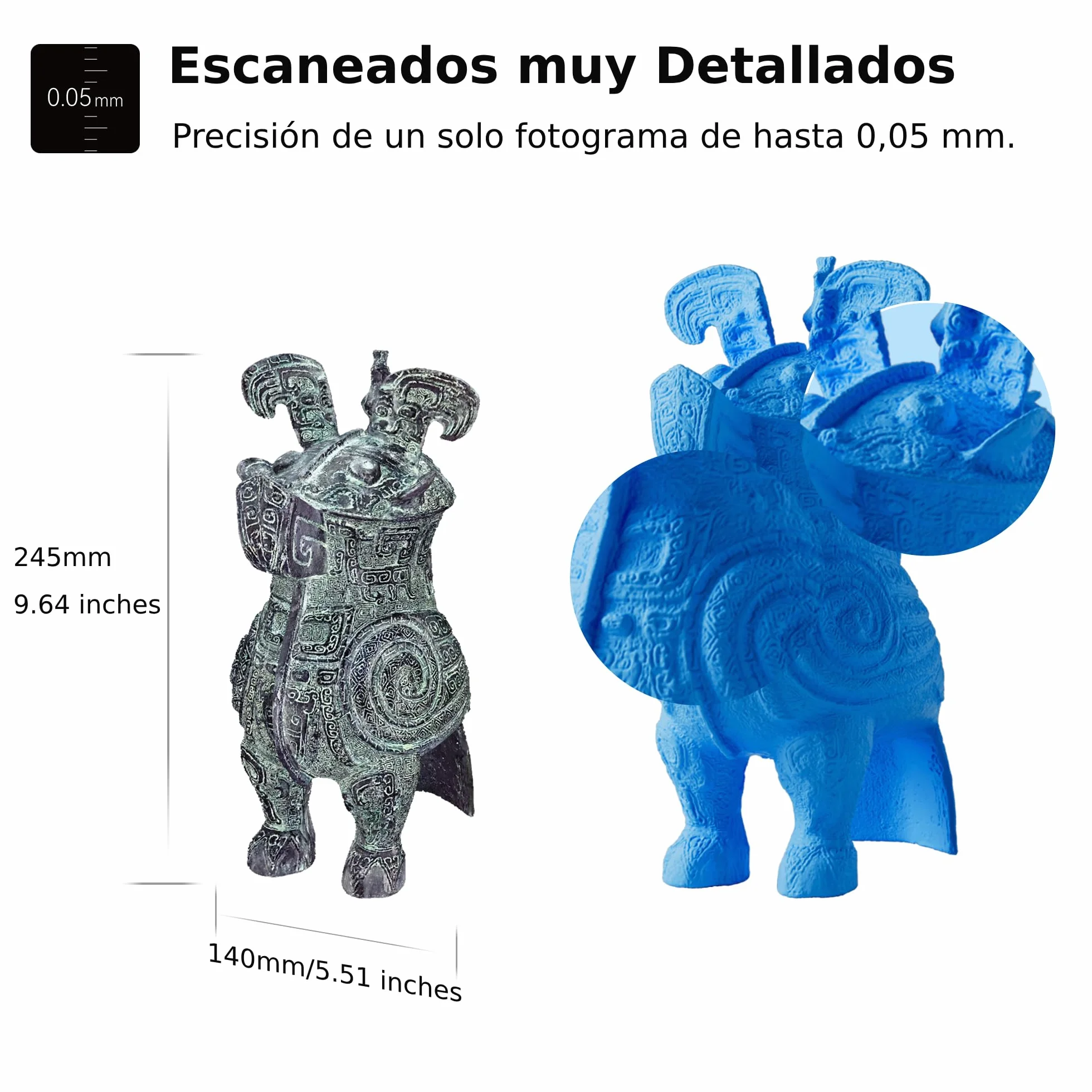 Revopoint POP 3 Escáner 3D portátil para impresora 3D, datos de color, precisión de 0,05 mm y velocidad de escaneado de hasta 18 FPS, compatible con móviles y portátiles, actualización 2023-Estándar