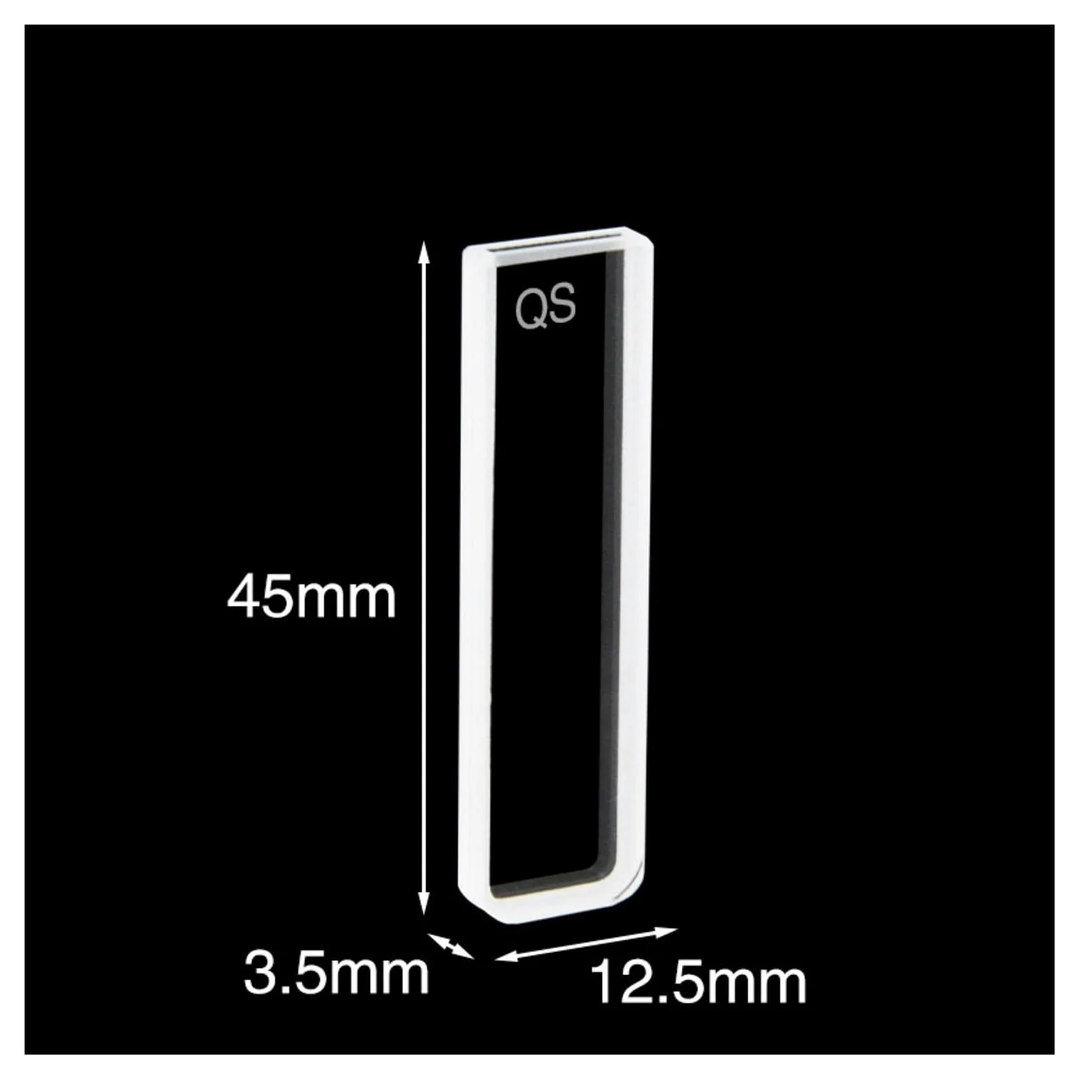 2 cubetas de Cuarzo con Tapa, Dimensiones: 12,5 x 3,5 x 45 mm, Longitud de trayectoria de 1 mm, JGS1, Volumen: 350ul, for espectrofotómetro de Laboratorio.(High Transmittance)