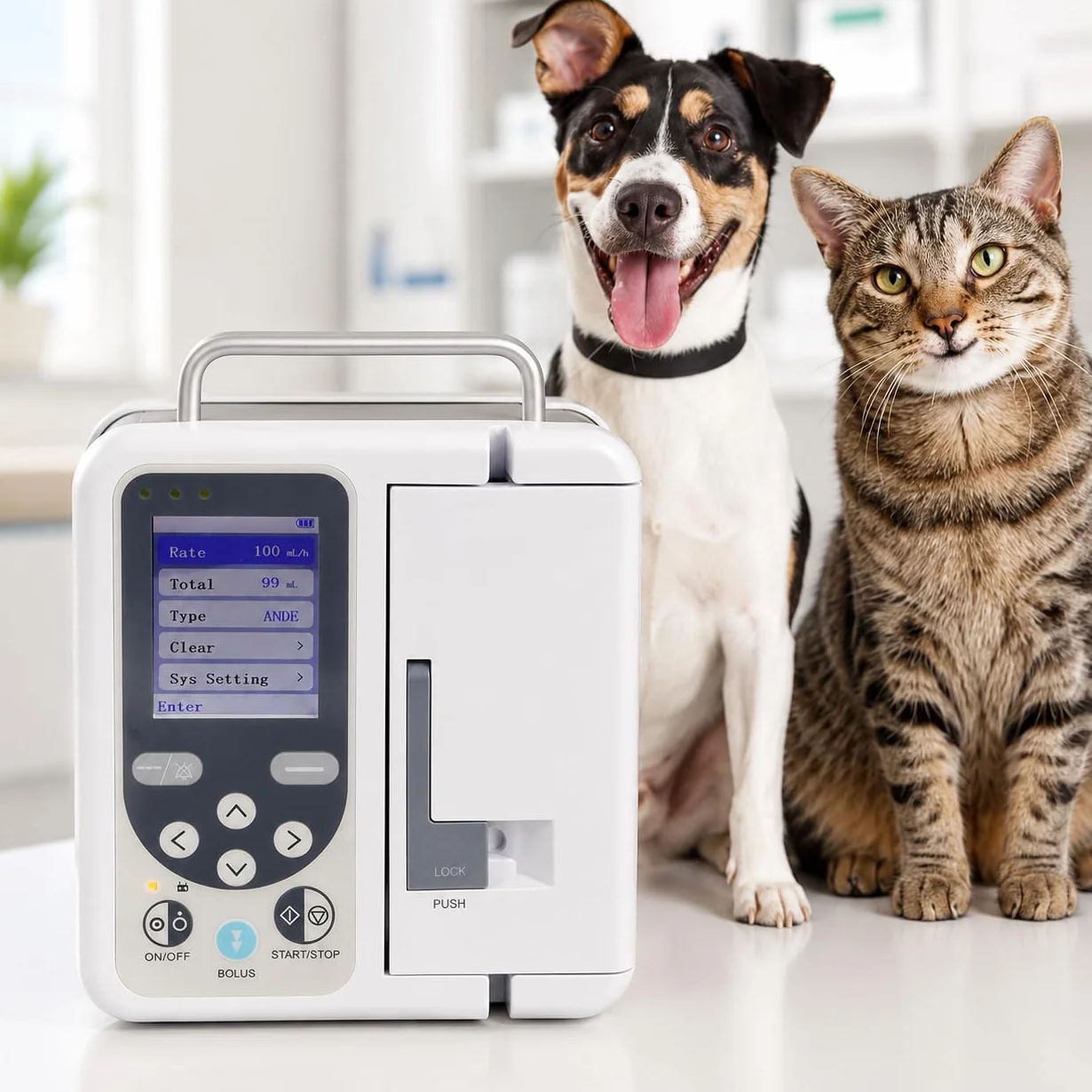 Bomba de infusión veterinaria peristáltica electrónica, detección de burbujas de aire y tasa personalizable para uso en hospitales de animales y clínicas veterinarias