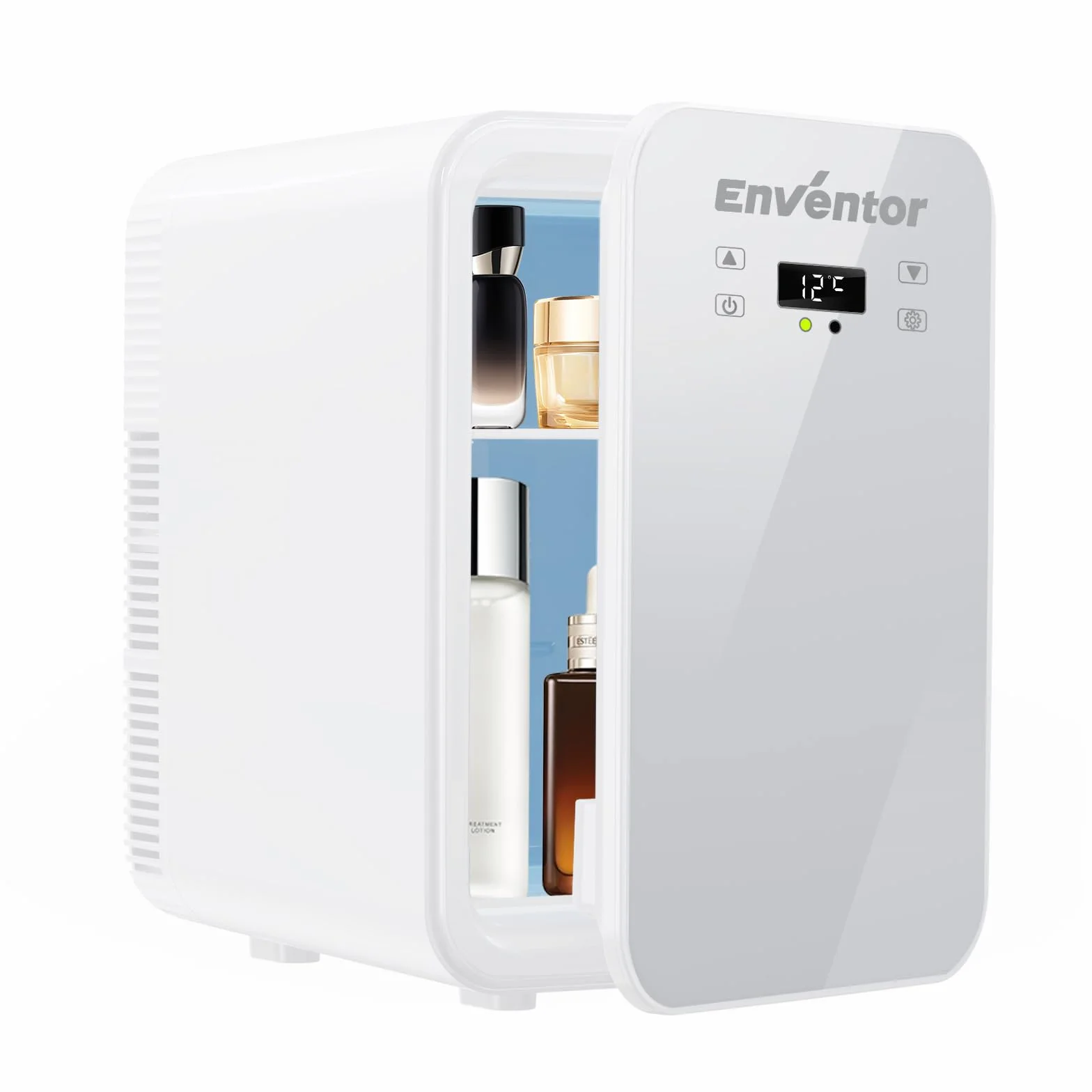 Enventor Nevera Pequeña Portátil 10L Blanco, Mini Frigorífico Frío y Calor 12V/220V, Pantalla LCD