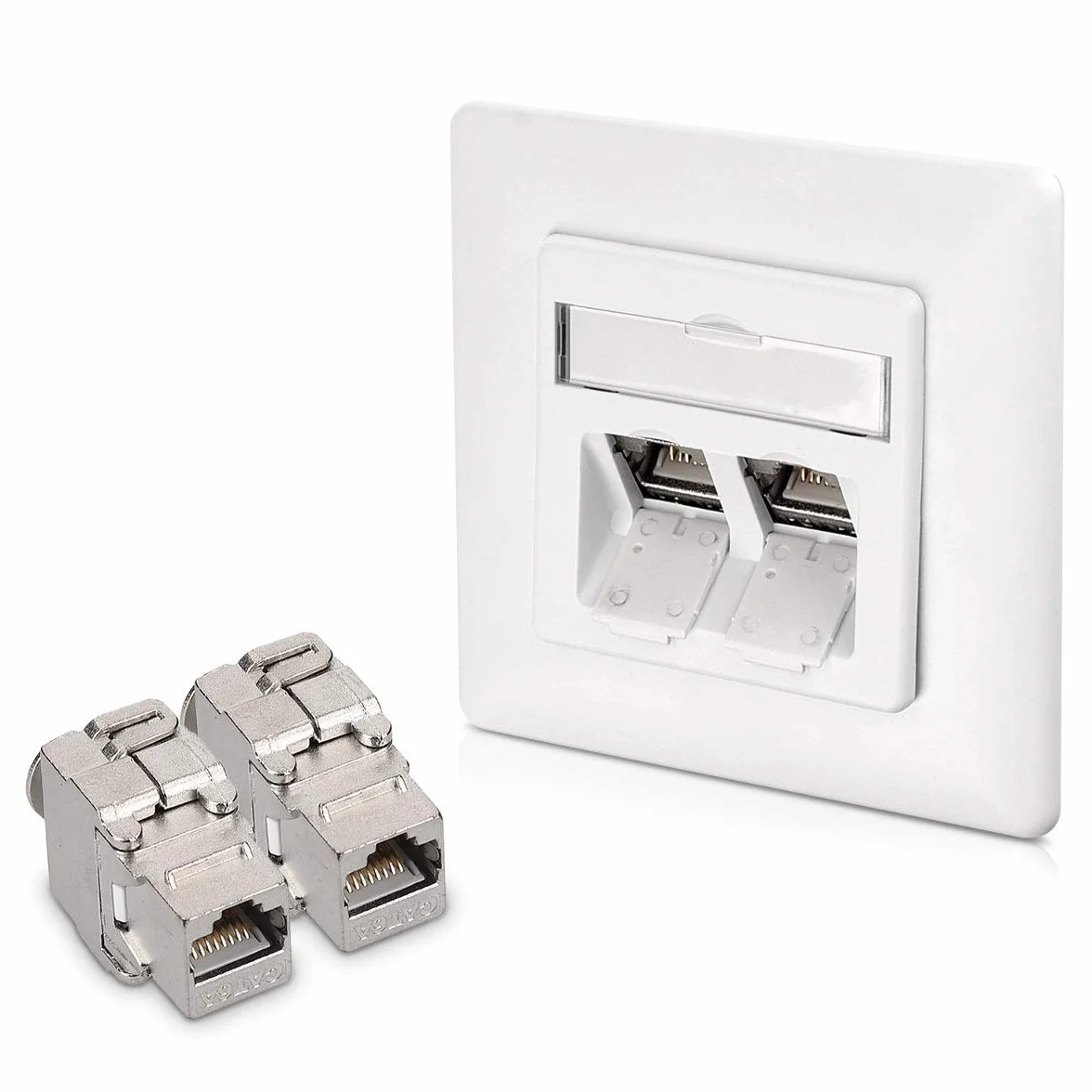 kwmobile Módulo Keystone Cat 6A RJ45 10Gbit/s Carcasa metálica Aplique de Pared Montaje sin Herramientas