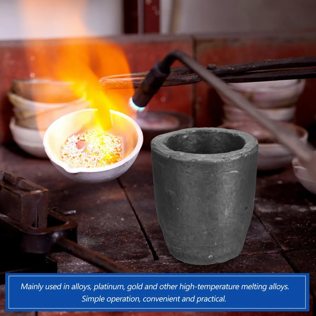 Crisol de Grafito para Fundición de Metales 2.75 Pulgadas Alta Temperatura Conductividad Térmica