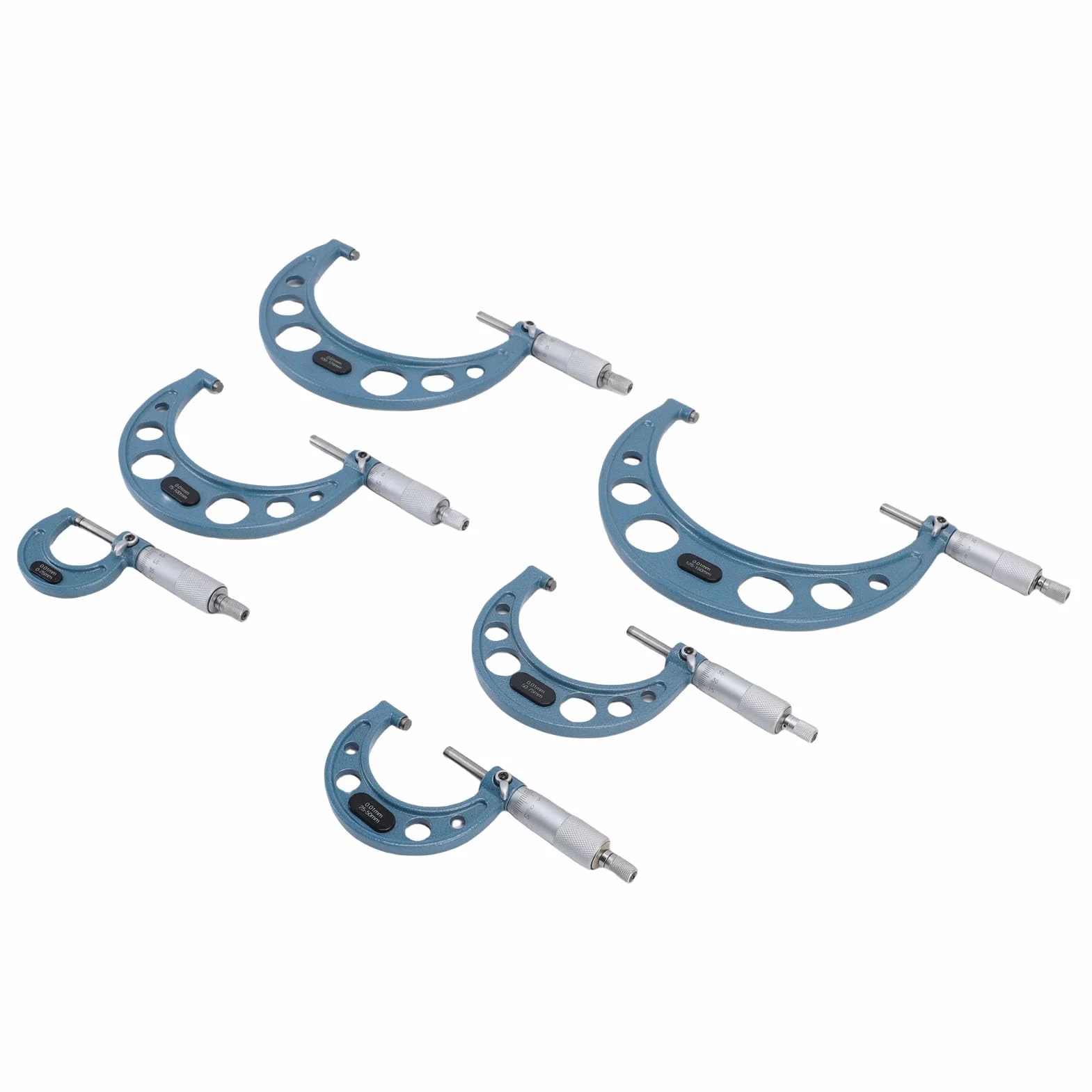 Generic Juego de Micrómetro Exterior, Herramienta de Precisión de 6 Uds para Mediciones Precisas, Juego de Maquinista de Rango de 0-150mm con Acero y Carburo