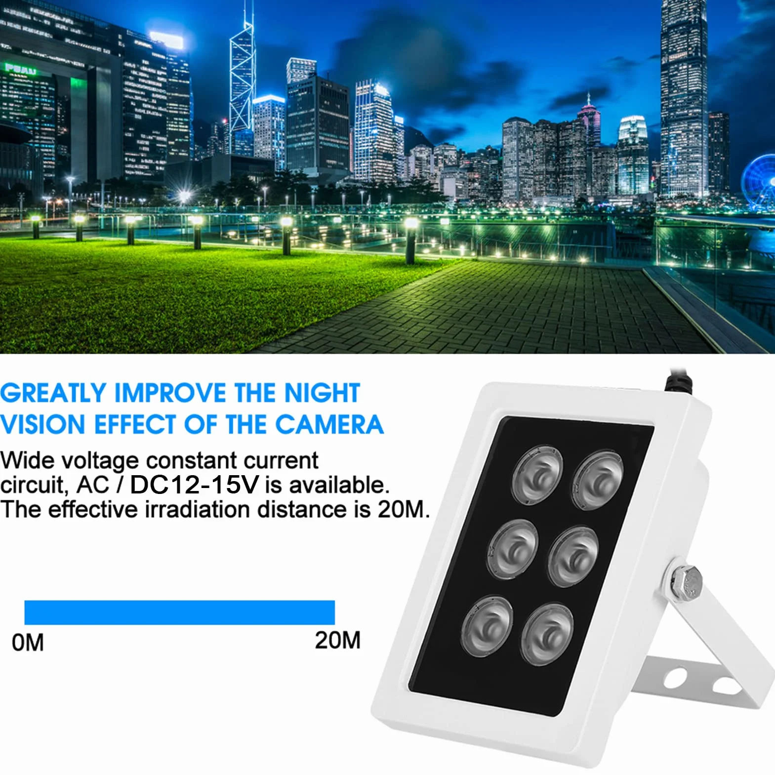 Iluminador IR DC12V 6W IP66 a Prueba de Agua para Cámara de Seguridad