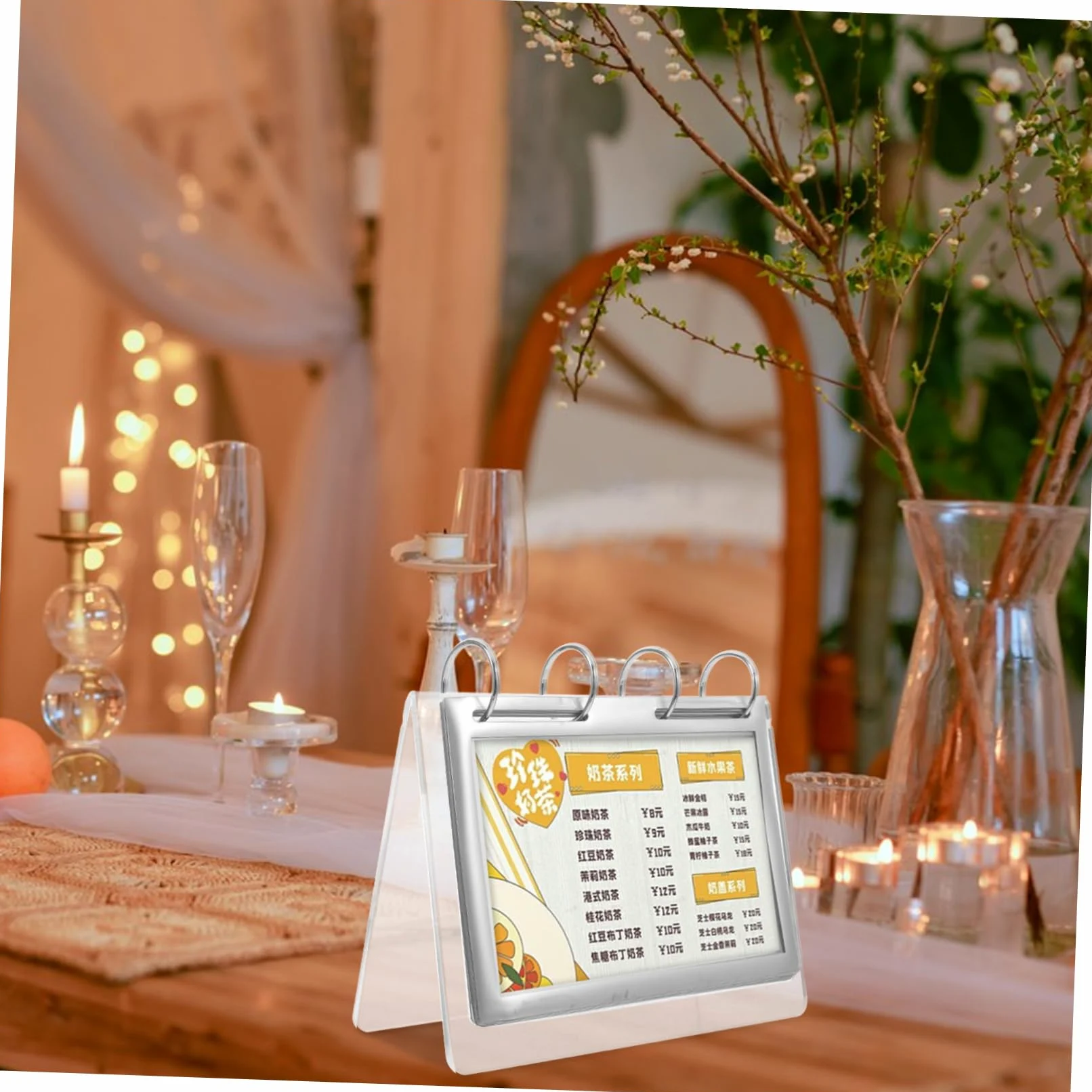 SEWACC 4piezas Soporte De Exhibición De Menú Transparente Base Estable Para Restaurantes y Eventos Portacarteles Para Menús Recepciones y Ferias Comerciales